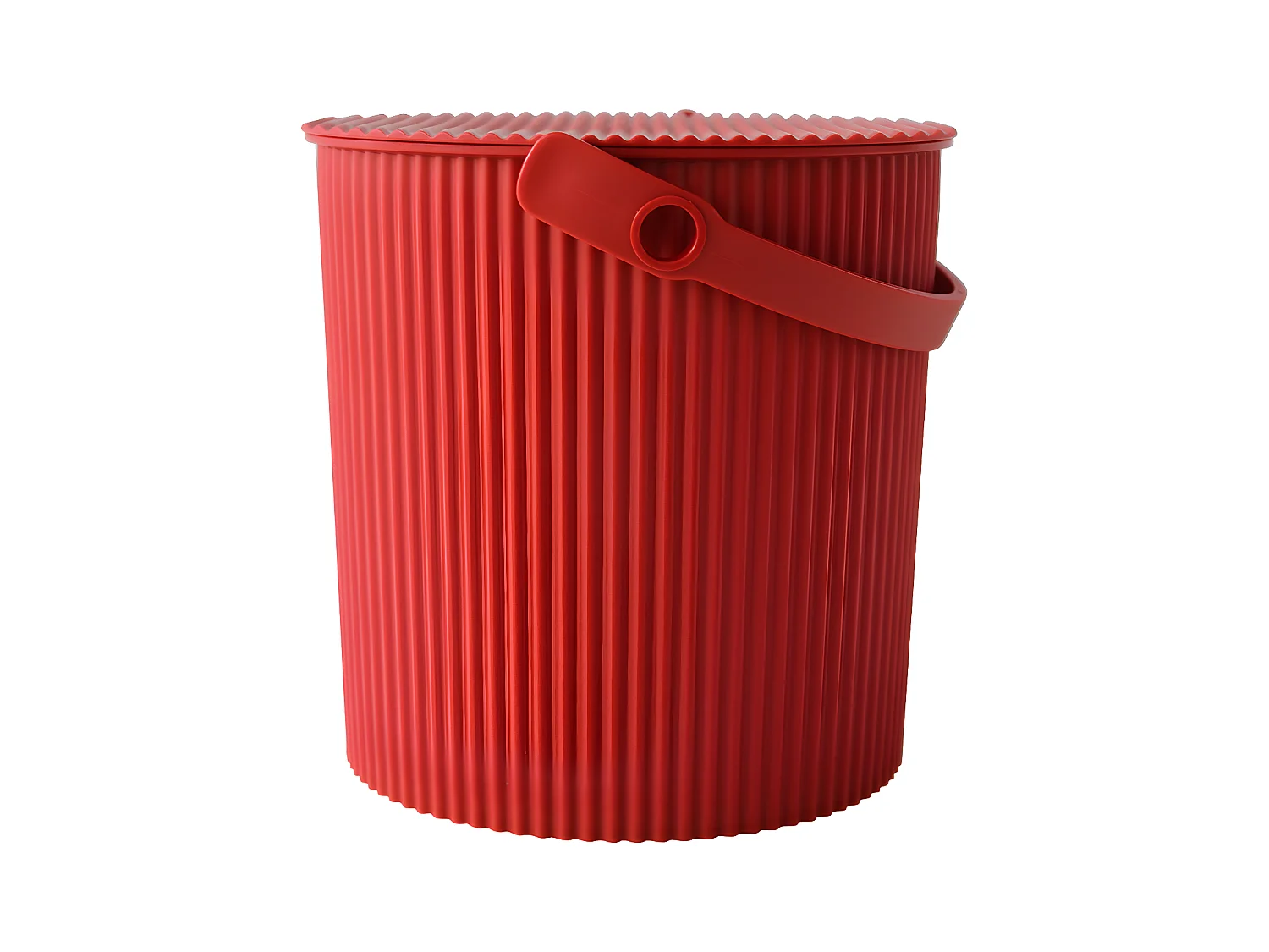 Cubo de almacenamiento rojo de 10 litros.