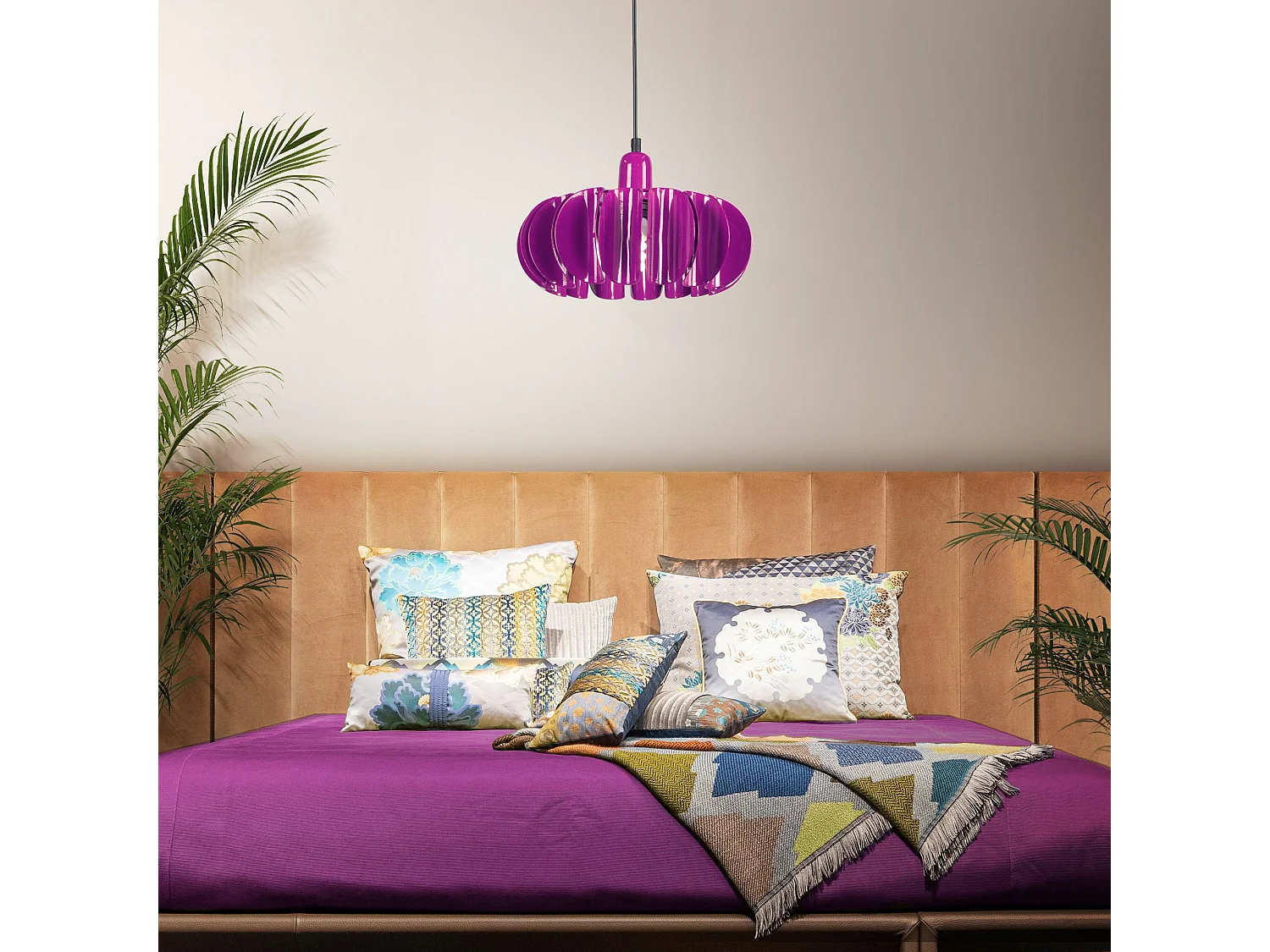 Suspensão TOSEL  TIAGO metal cilindro roxo D40 x  H80  cm