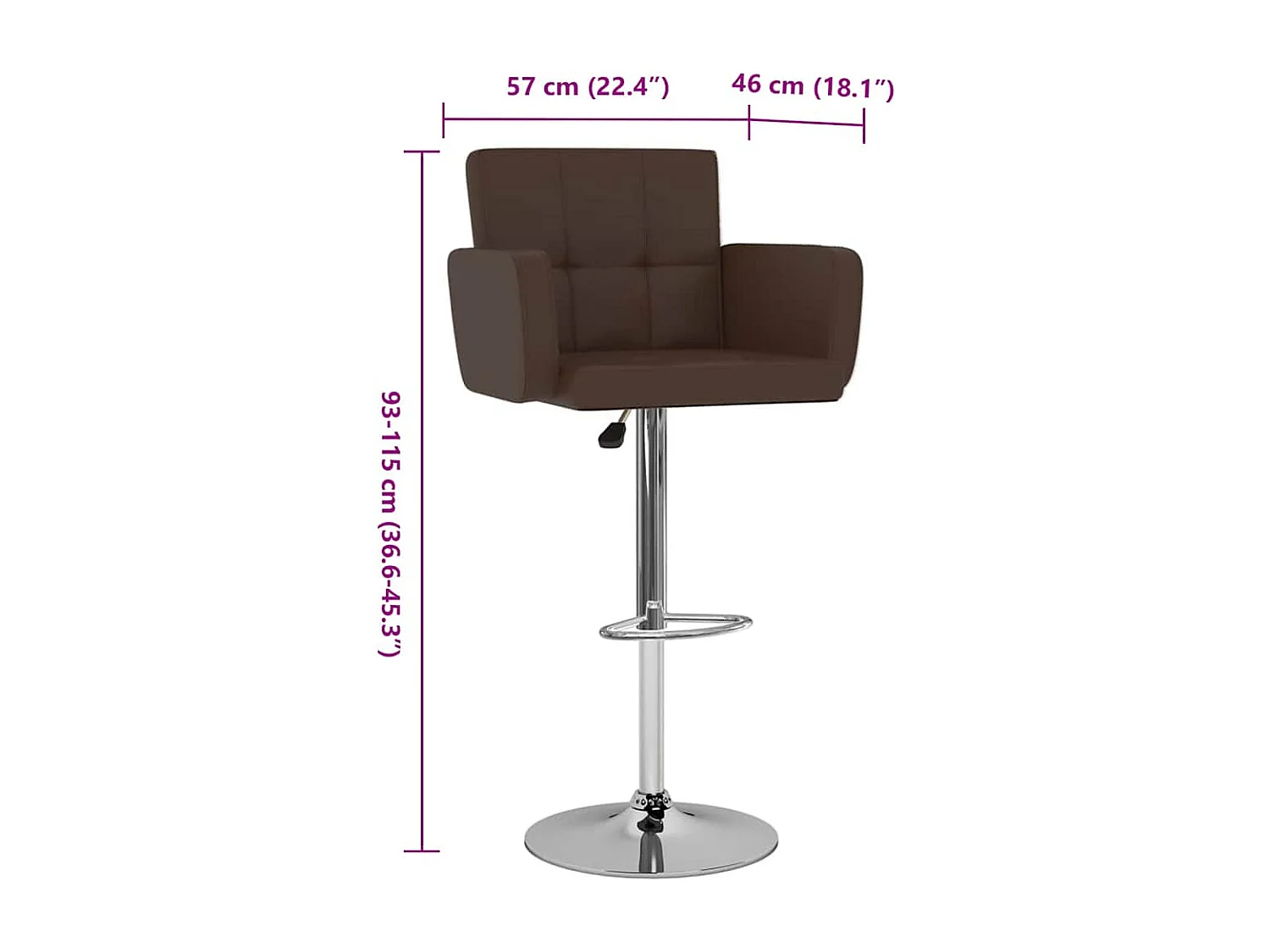 Tabourets de bar lot de 2 marron similicuir