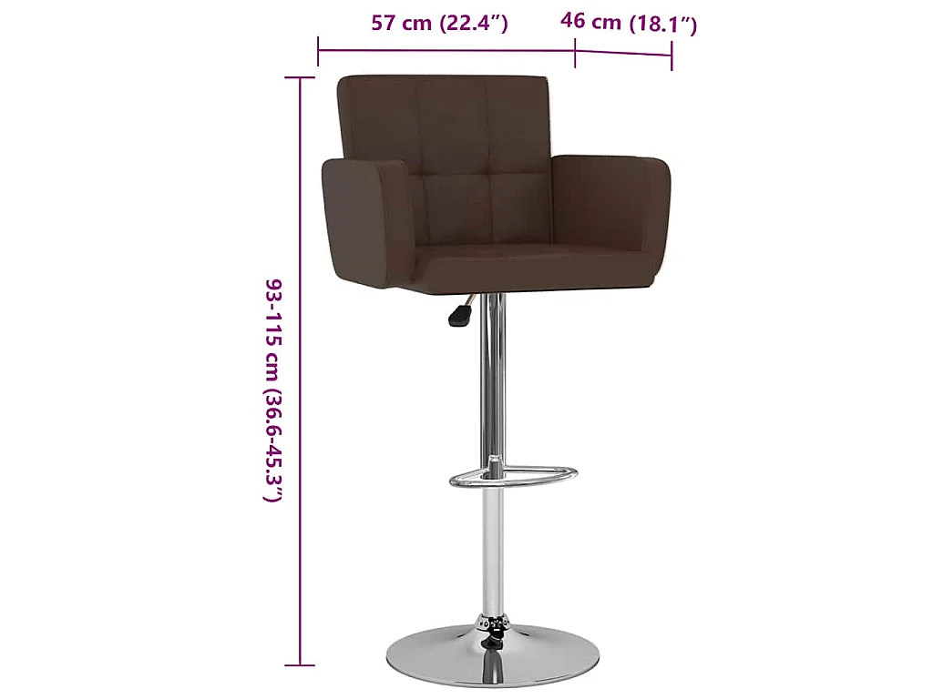 Tabourets de bar lot de 2 marron similicuir
