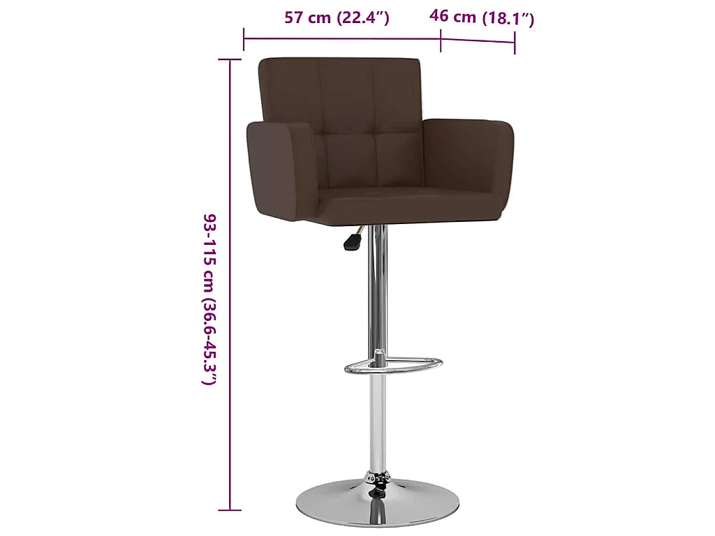 Tabourets de bar lot de 2 marron similicuir