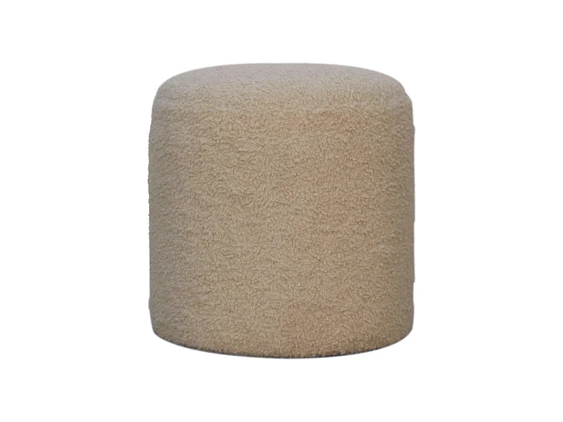Boucle Crème Pouf Ronde