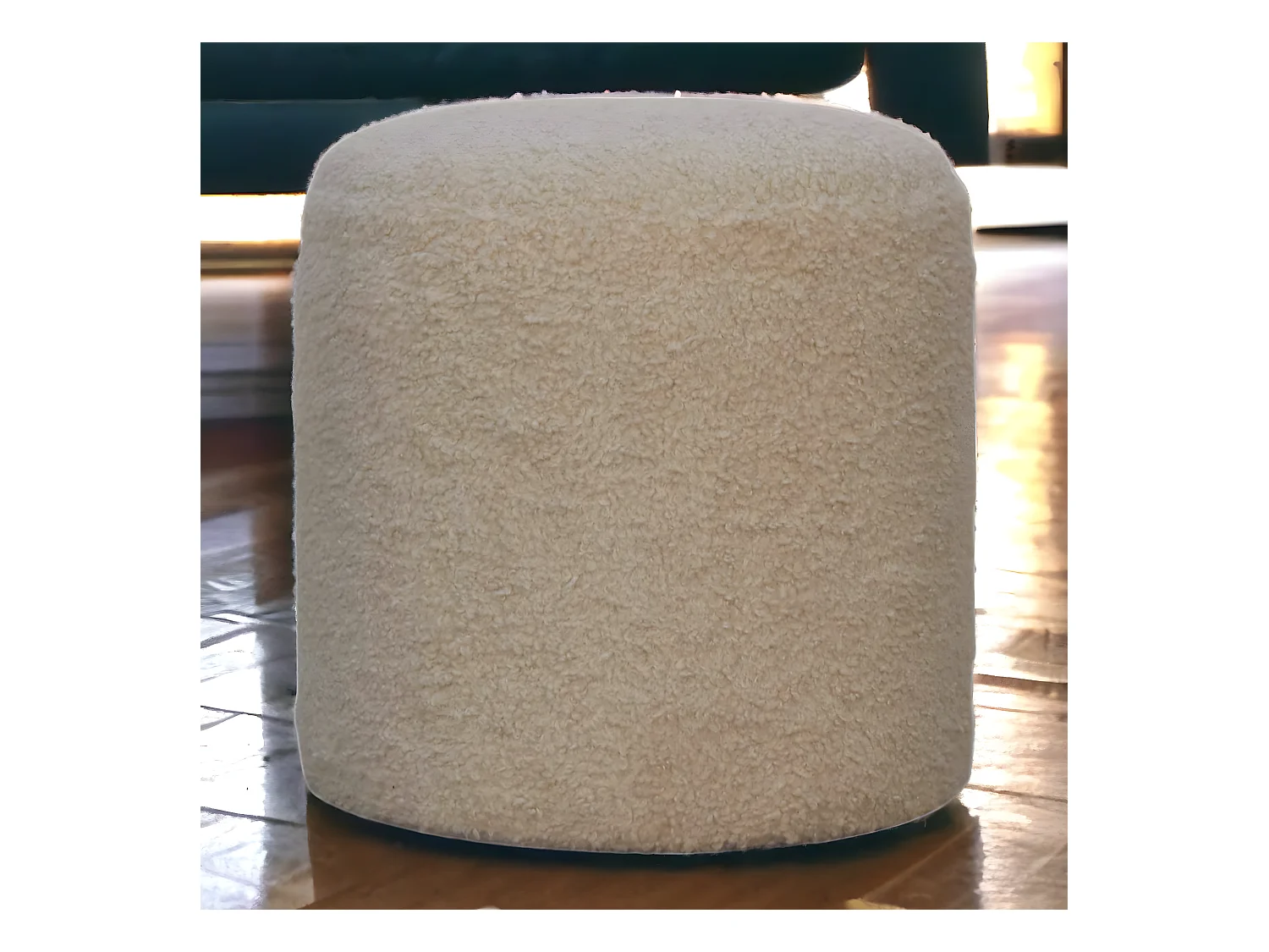 Artisan Furniture Tapizado Boucle Crema Redonda Banquillo, Sala de Estar o Dormitorio