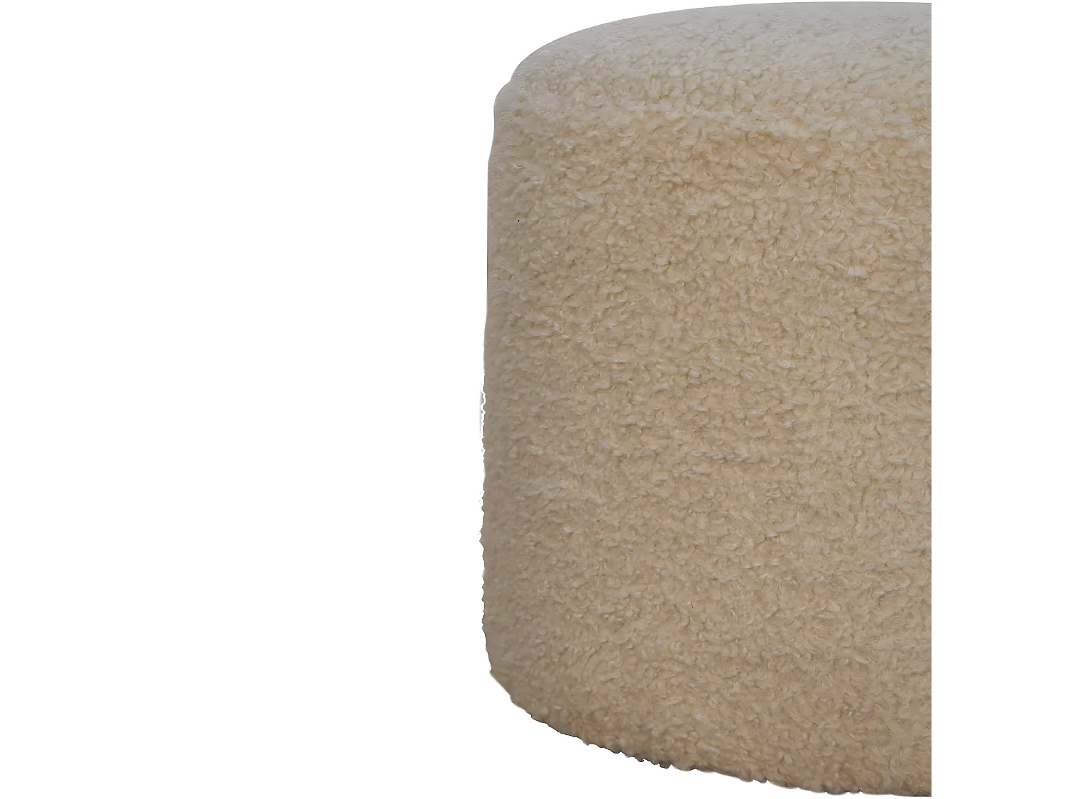 Artisan Furniture Pouf Rotondo in Boucle Crema Imbottito, Soggiorno o Camera da Letto