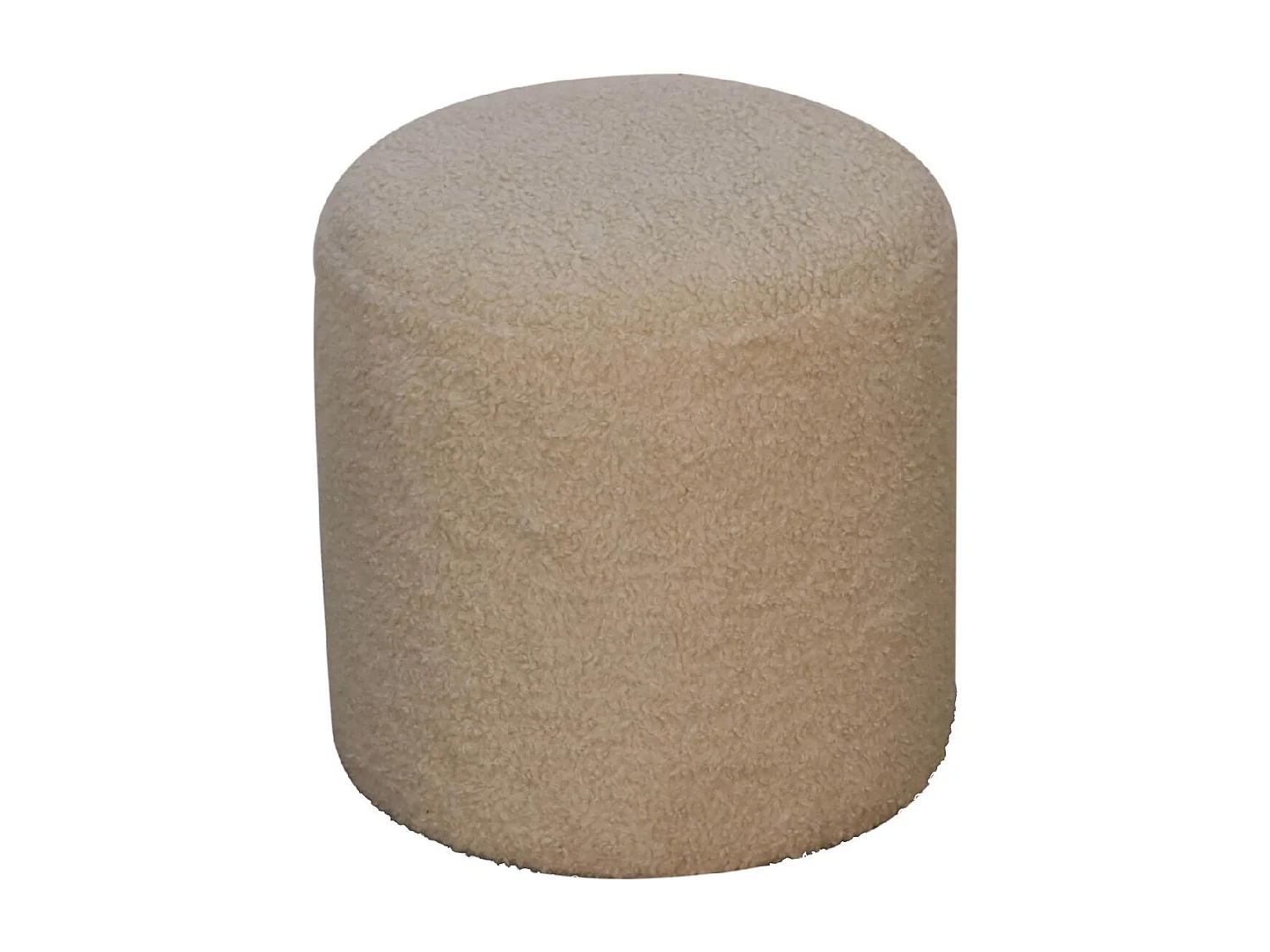 Runder Pouf Artisan Furniture aus cremefarbenem Bouclé, Fußstütze, braun