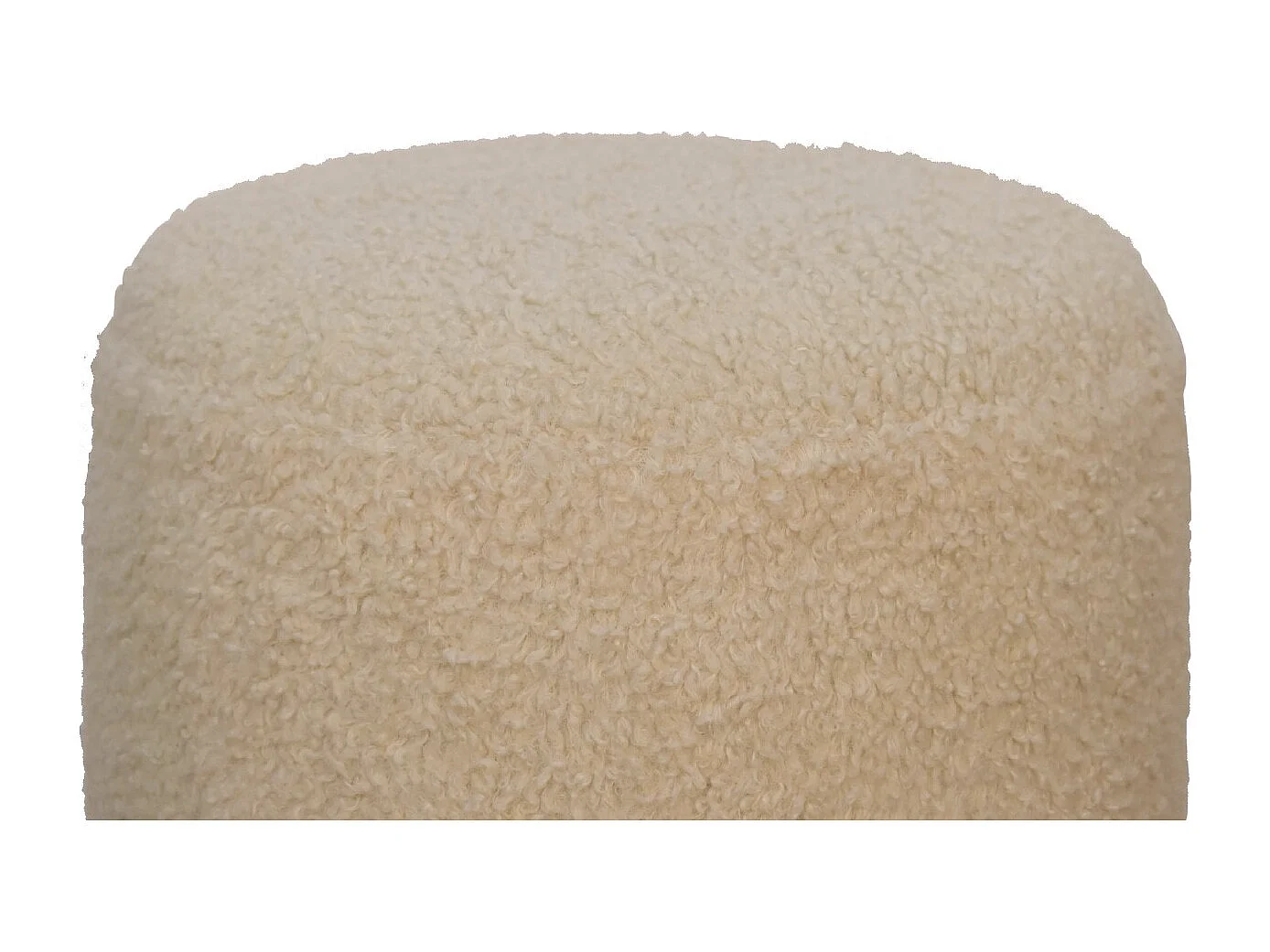 Runder Pouf Artisan Furniture aus cremefarbenem Bouclé, Fußstütze, braun