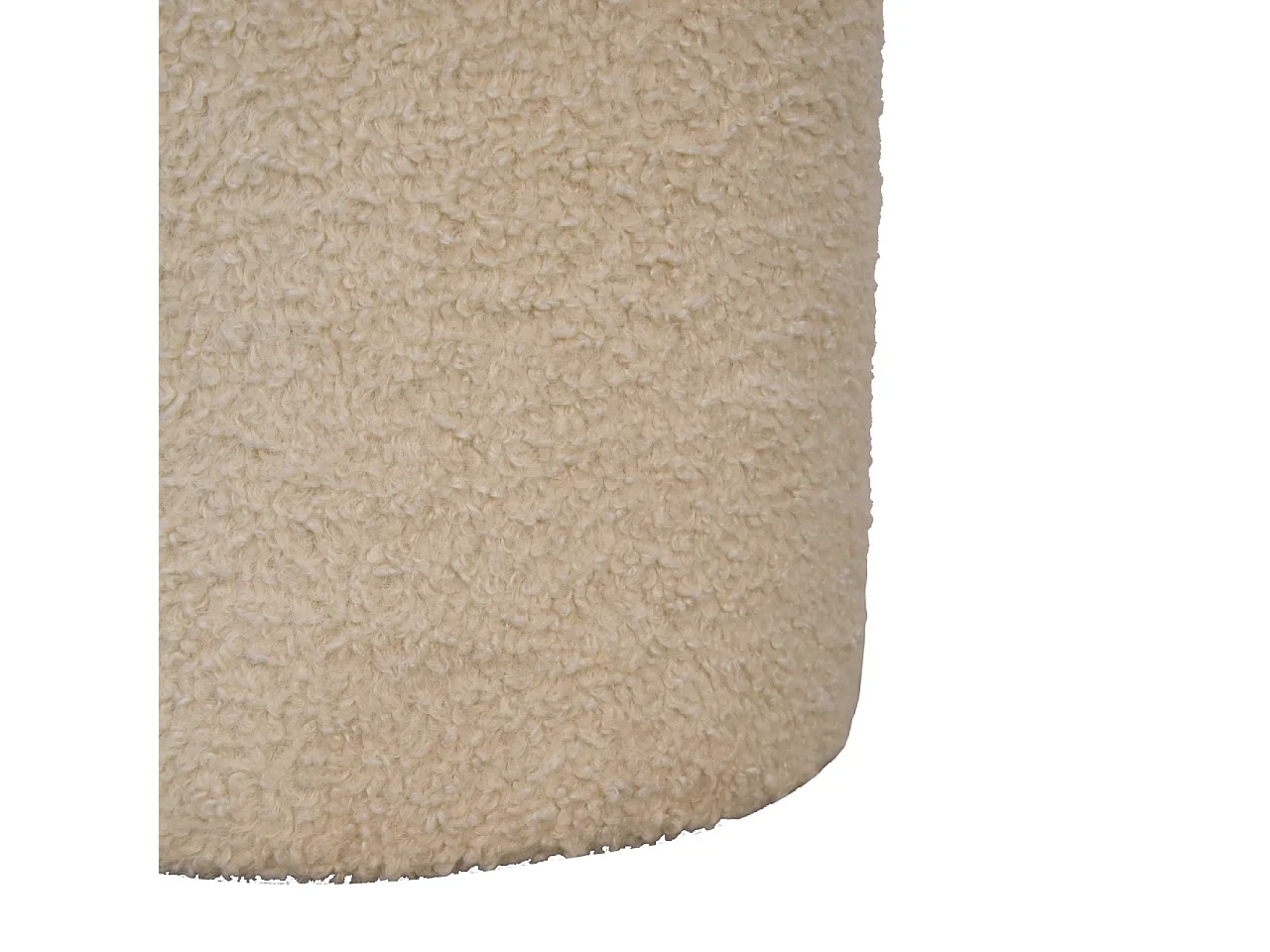 Runder Pouf Artisan Furniture aus cremefarbenem Bouclé, Fußstütze, braun