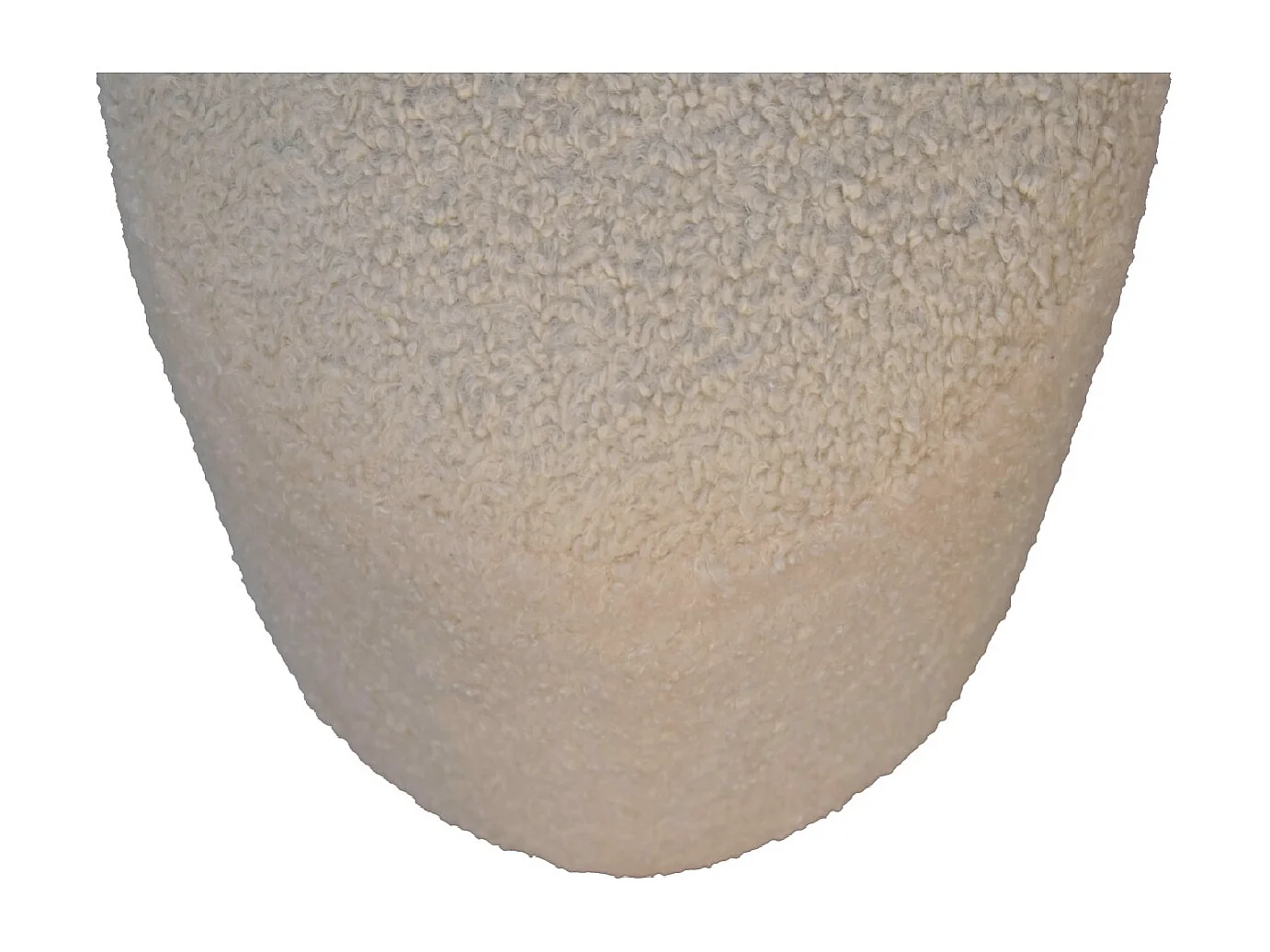 Runder Pouf Artisan Furniture aus cremefarbenem Bouclé, Fußstütze, braun