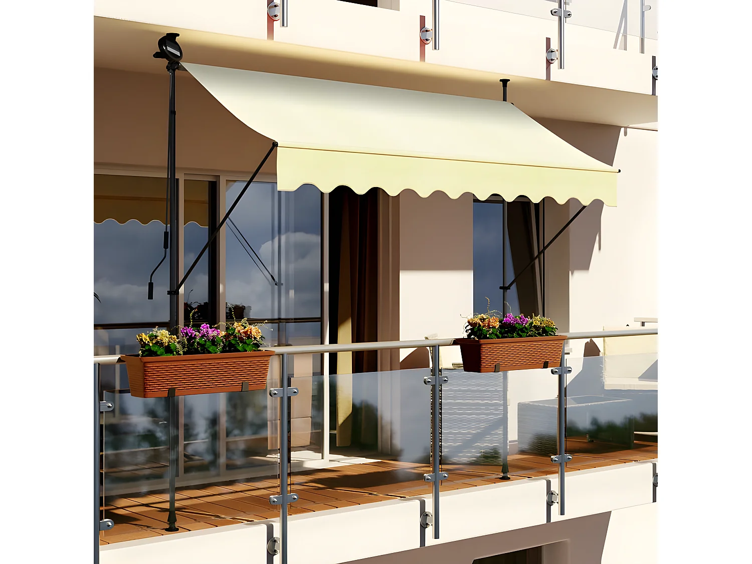 Store banne 350x150 cm avec éclairage led et manivelle