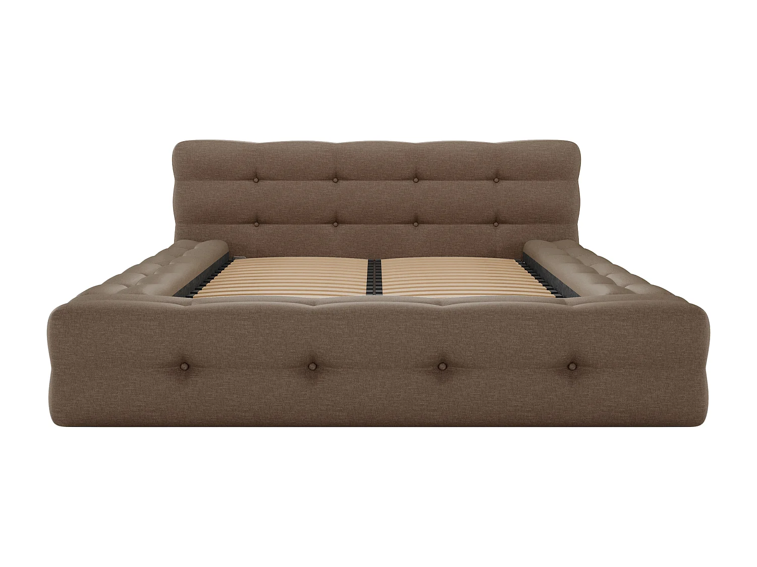 Polsterbett + Lattenrost - 140 x 190 cm - Melierter Stoff - Taupe - LERUCO von Pascal Morabito