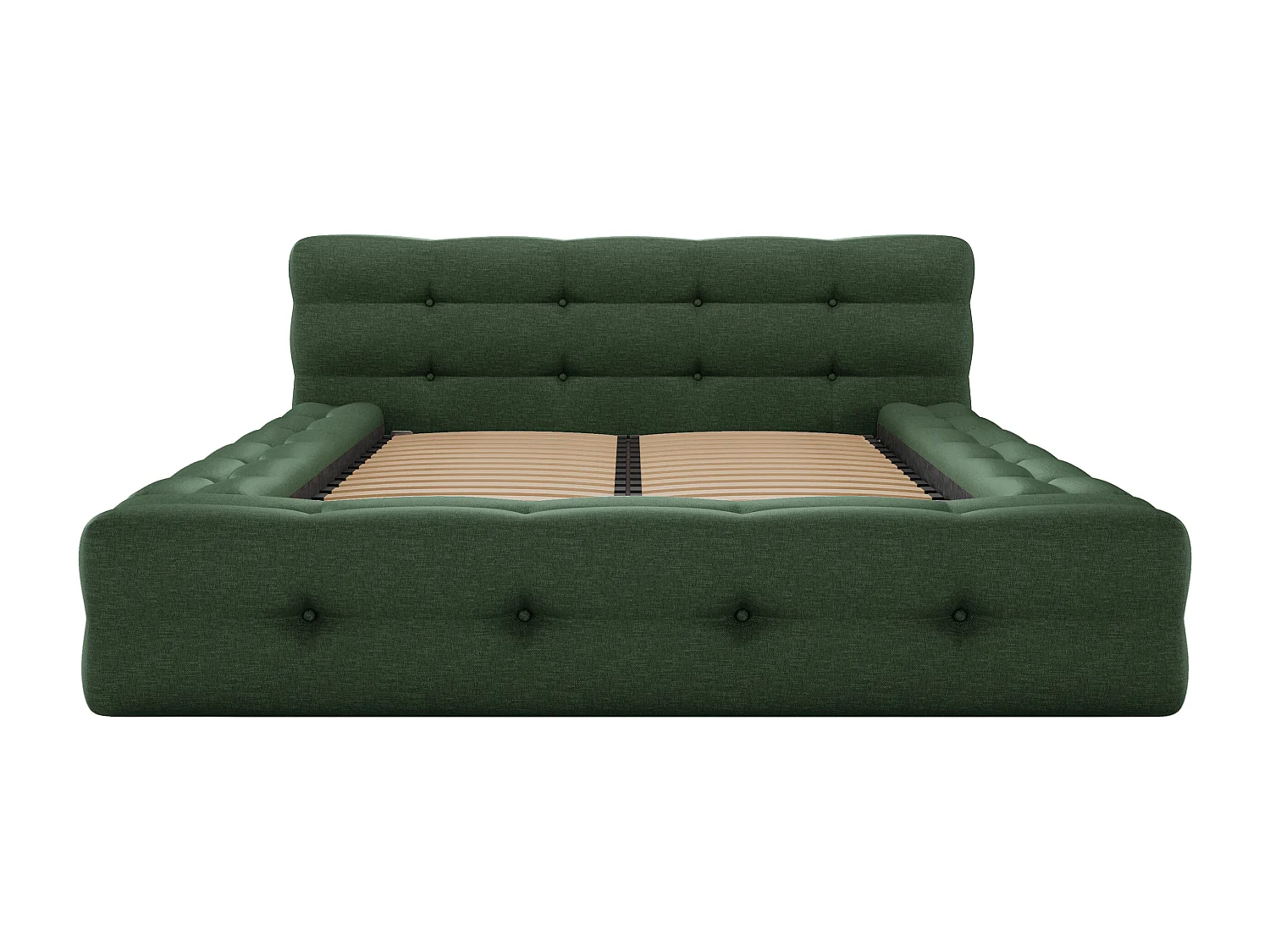 Letto trapuntato 140 x 190 cm Tessuto chiné Verde abete + Rete  - LERUCO di PASCAL MORABITO