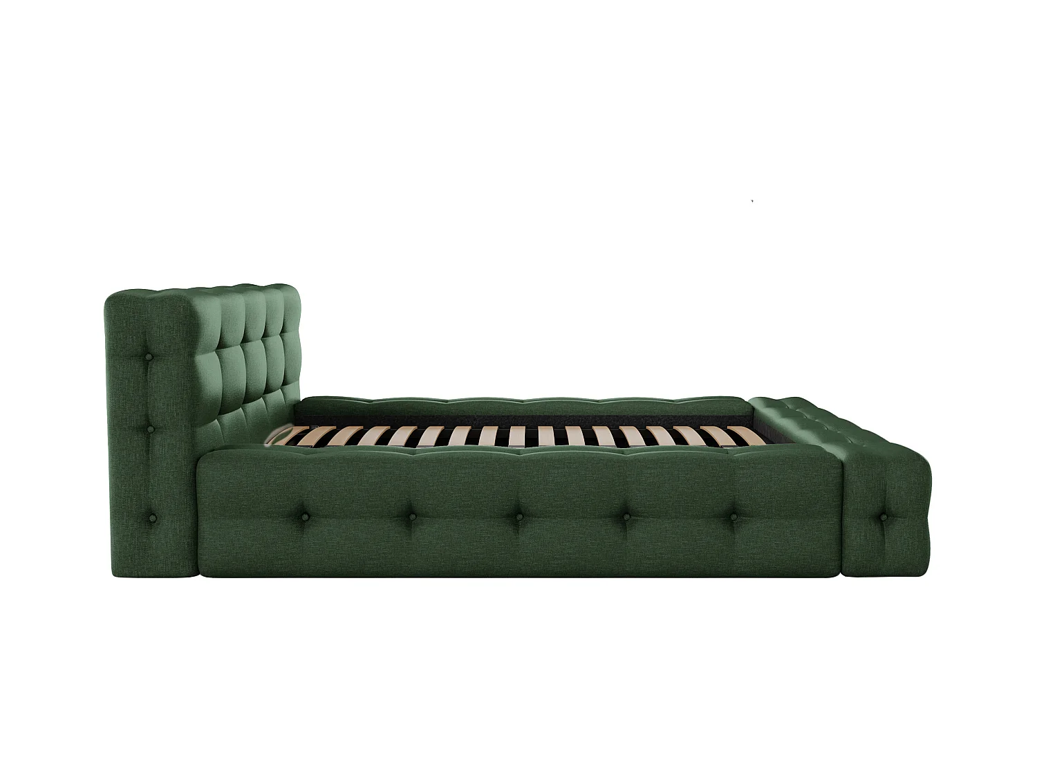 Letto trapuntato 140 x 190 cm Tessuto chiné Verde abete + Rete  - LERUCO di PASCAL MORABITO