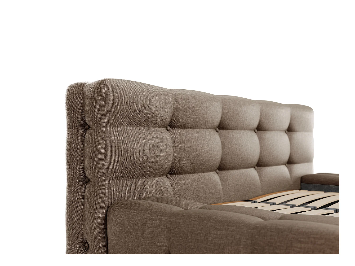 Polsterbett + Lattenrost + Matratze - 140 x 190 cm - Melierter Stoff - Taupe - LERUCO von Pascal Morabito