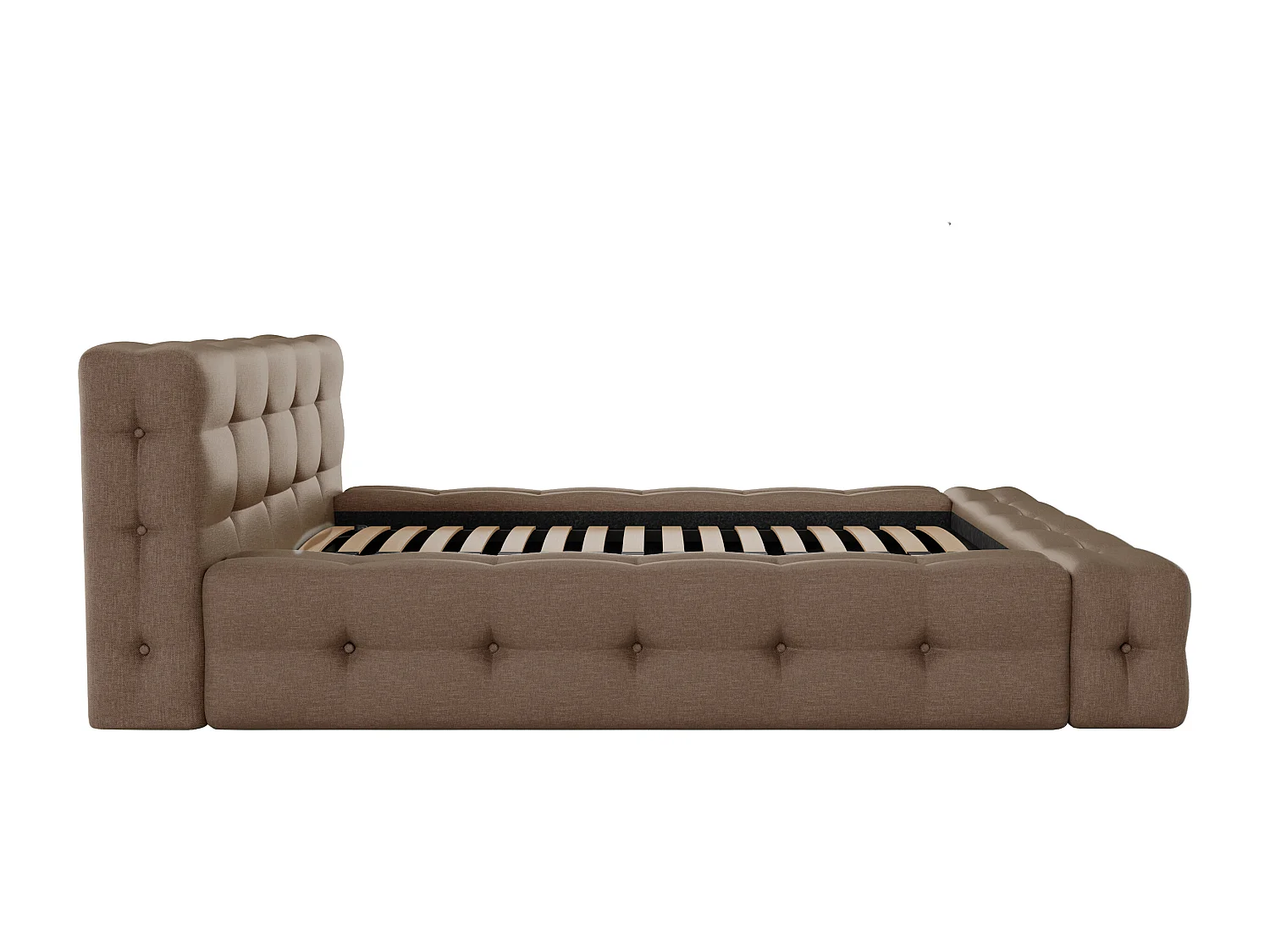 Polsterbett + Lattenrost + Matratze - 140 x 190 cm - Melierter Stoff - Taupe - LERUCO von Pascal Morabito