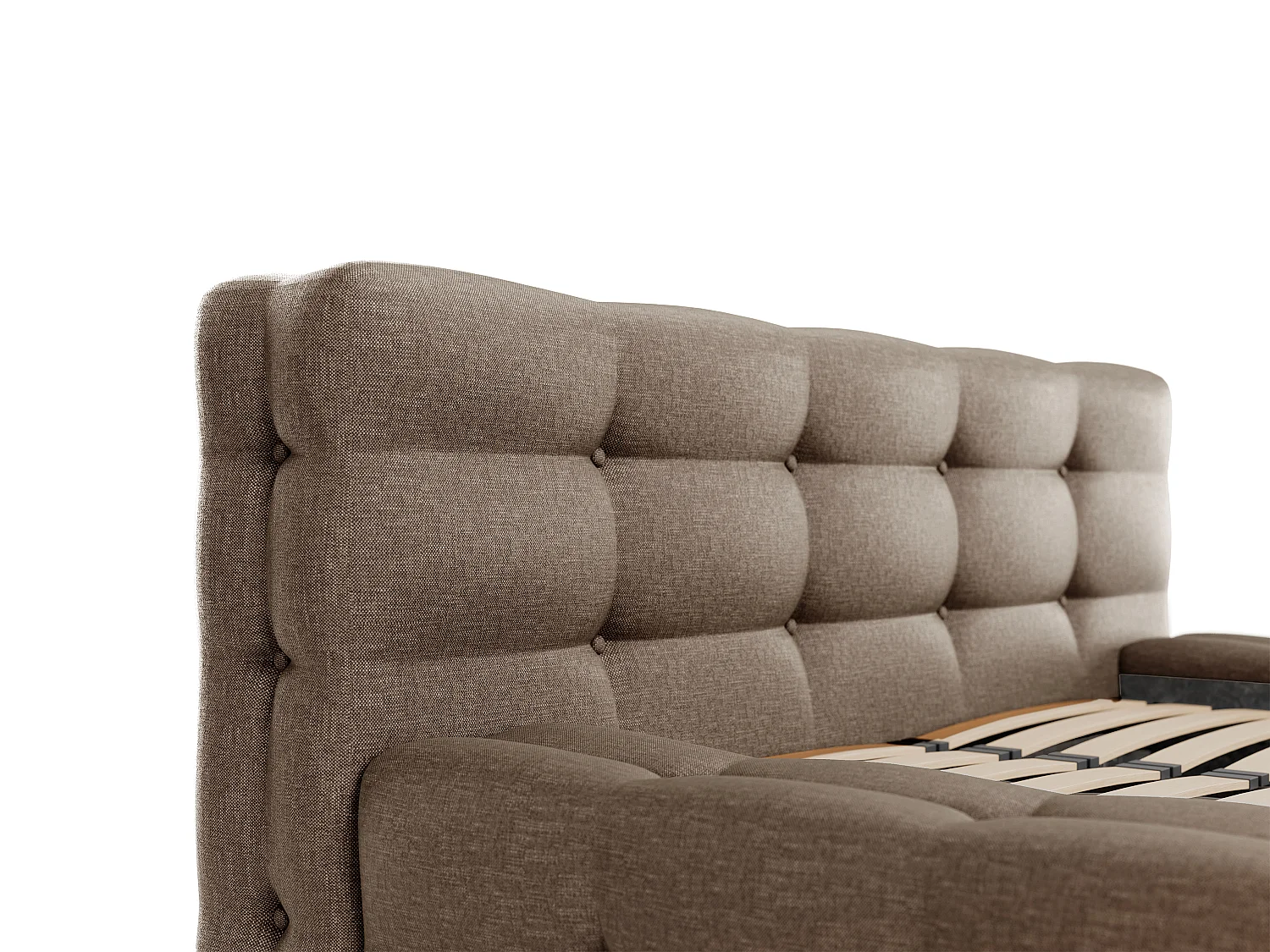 Polsterbett + Lattenrost + Matratze - 140 x 190 cm - Melierter Stoff - Taupe - LERUCO von Pascal Morabito