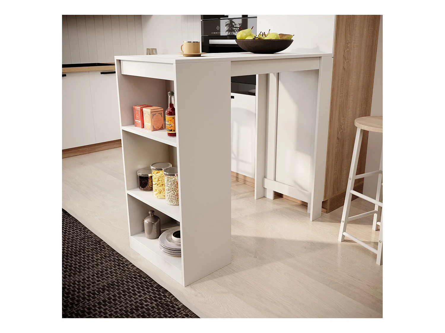 Table haute pour Cuisine Salle à manger en Blanc 110x50x103cm Kyra