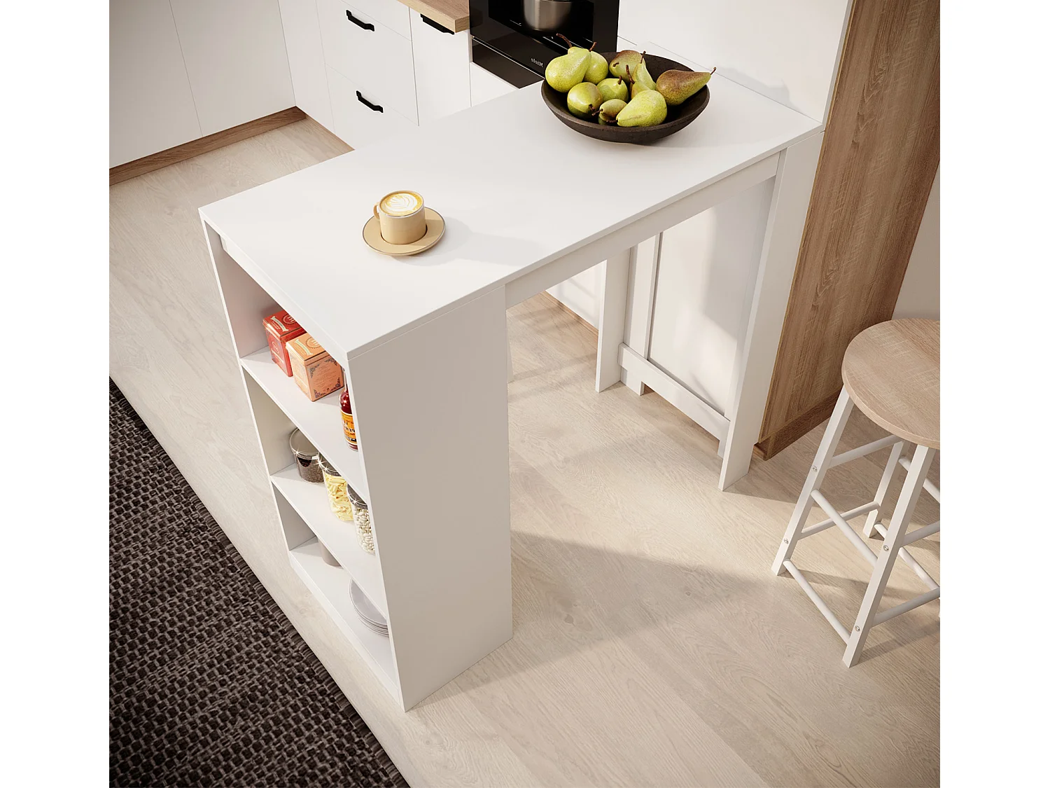 Table haute pour Cuisine Salle à manger en Blanc 110x50x103cm Kyra