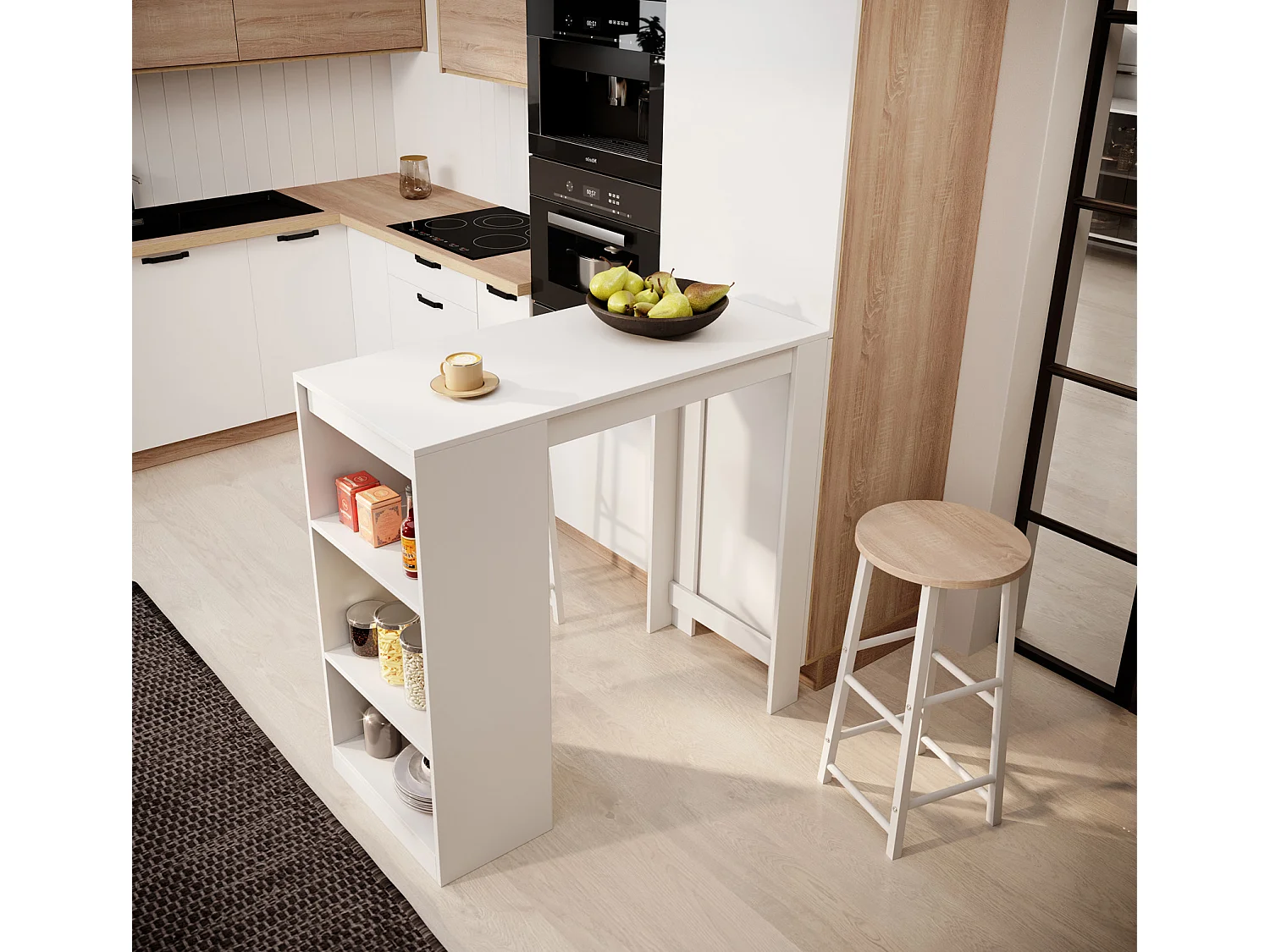 Table haute pour Cuisine Salle à manger en Blanc 110x50x103cm Kyra