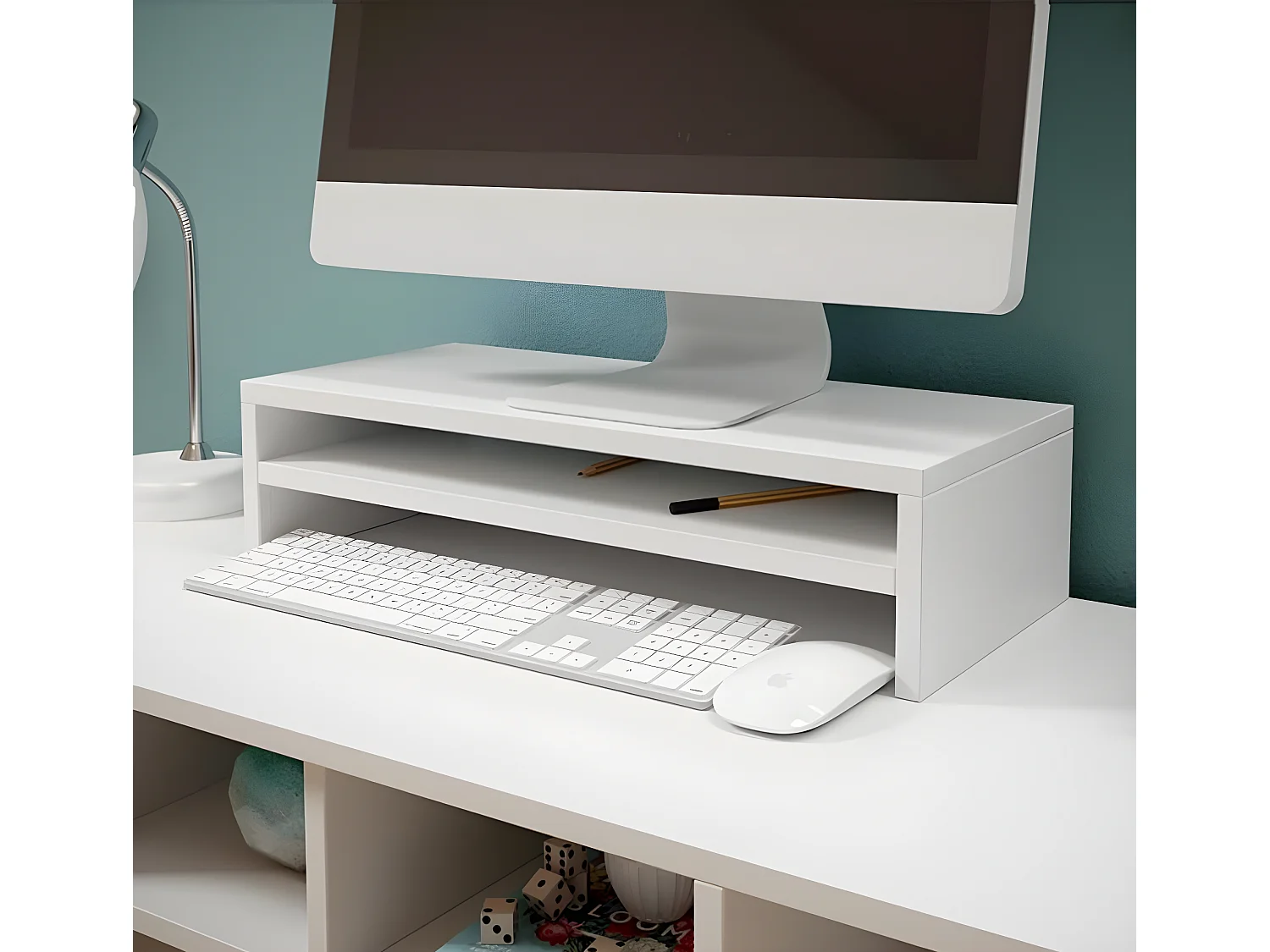 Support de moniteur pour Chambre Bureau en Blanc 46x23x13cm Adelis