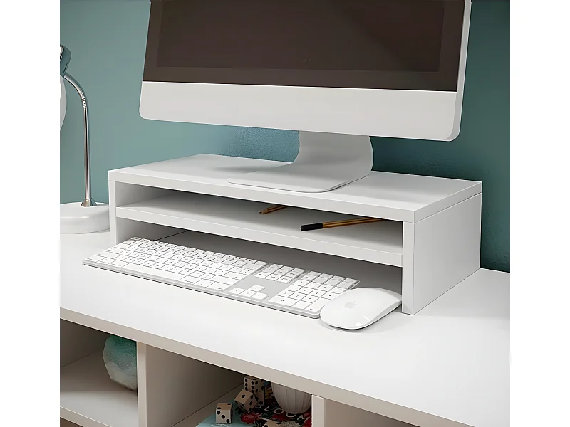 Soporte de monitor para Dormitorio Oficina en Blanco 46x23x13cm Adelis