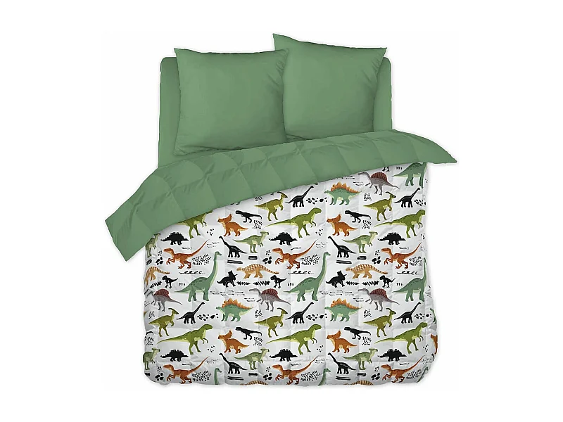 MEZO - Couette Imprimée Motifs Dinosaures 240x220 cm + 2 Taies d'oreiller 60x60 cm