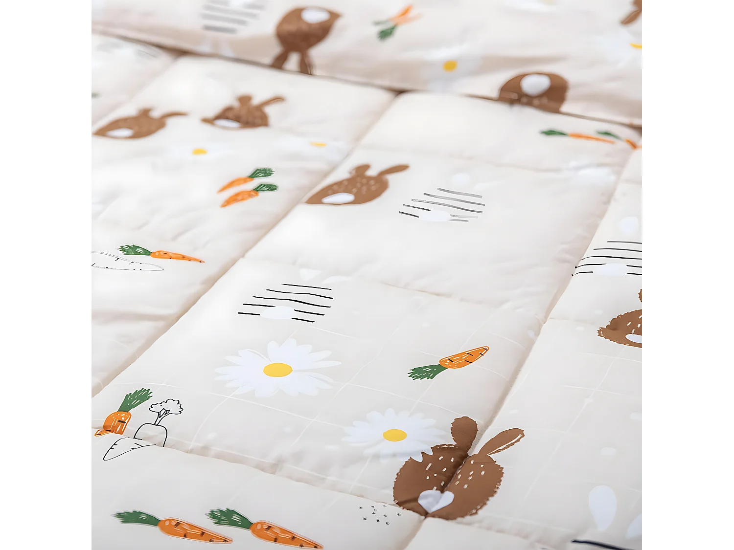 BUNNY - Couette Imprimée Lapin 260 x 240 cm + 2 Taies d'oreiller 60x60 cm