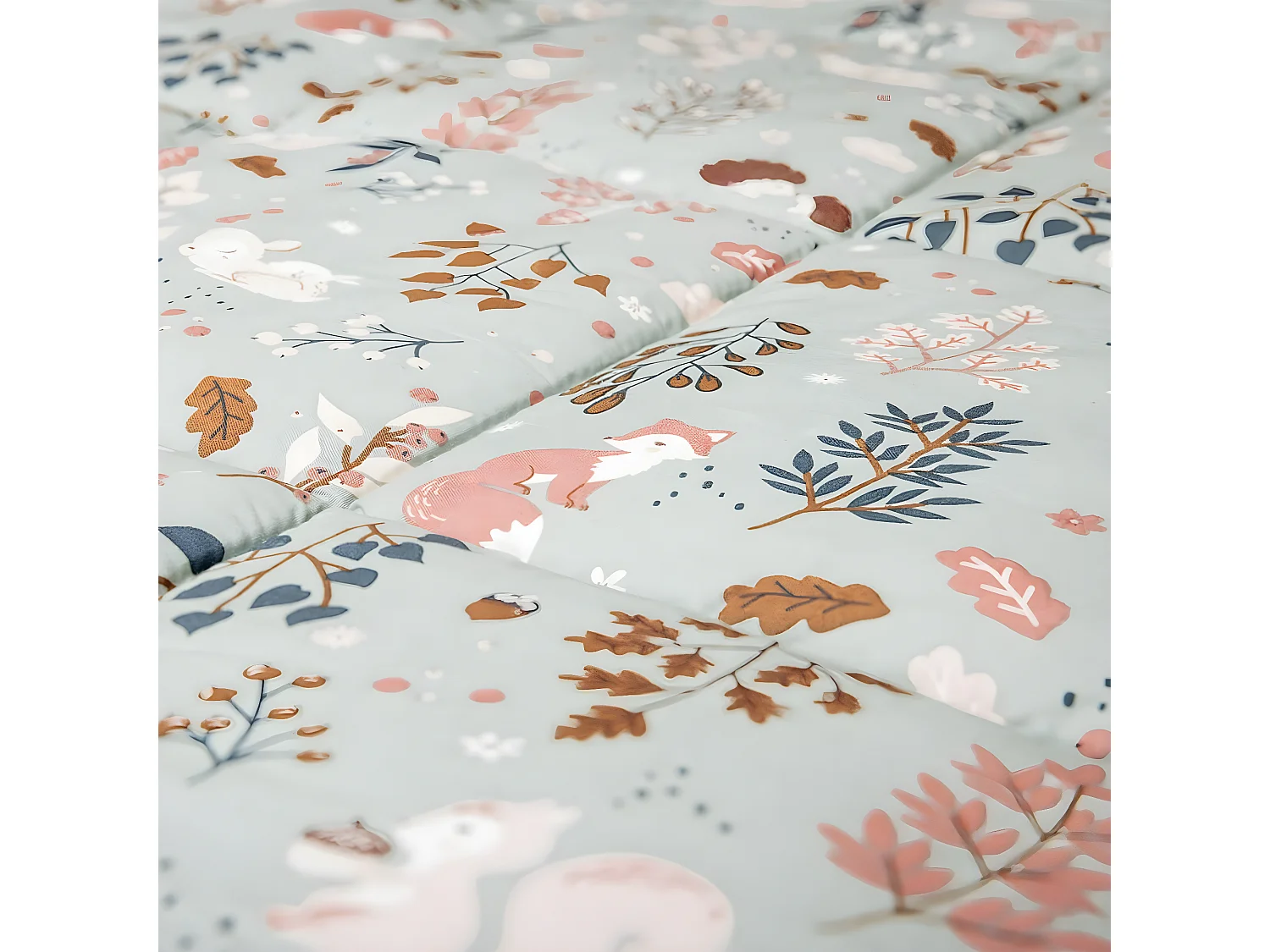 VALDY - Couette Imprimée Forêt 240x220 cm + 2 Taies d'oreiller 60x60 cm