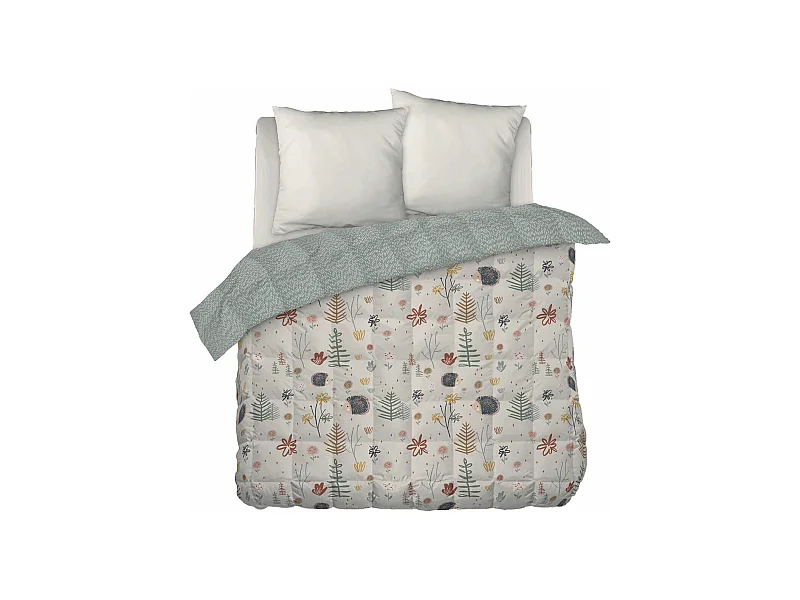 GEDEON - Couette Imprimée Motifs Hérisson 240x220 cm + 2 Taies d'oreiller 60x60 cm