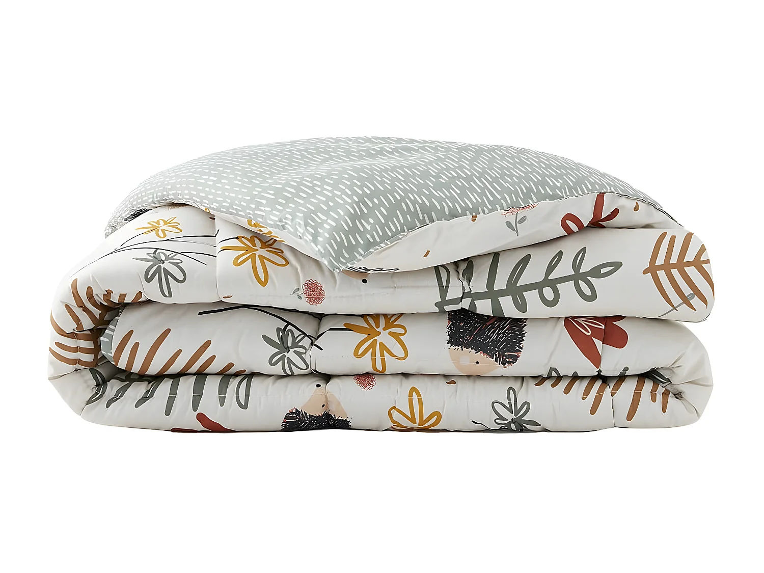 GEDEON - Couette Imprimée Motifs Hérisson 240x220 cm + 2 Taies d'oreiller 60x60 cm