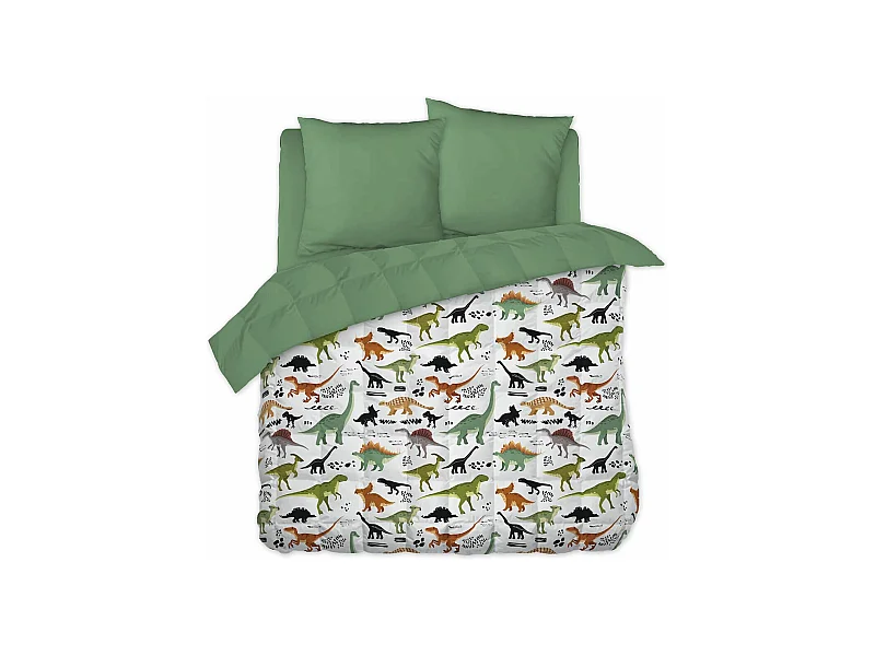 MEZO - Couette Imprimée Motifs Dinosaures 260 x 240 cm + 2 Taies d'oreiller 60x60 cm