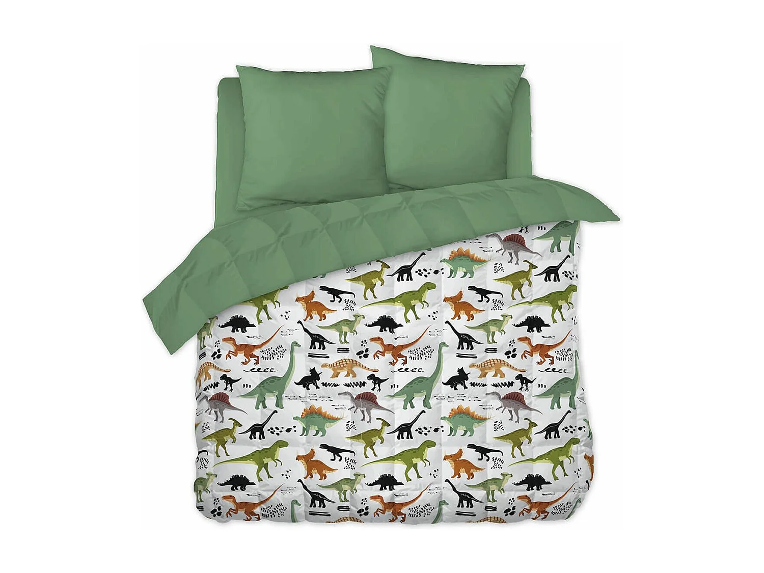 MEZO - Couette Imprimée Motifs Dinosaures 260 x 240 cm + 2 Taies d'oreiller 60x60 cm