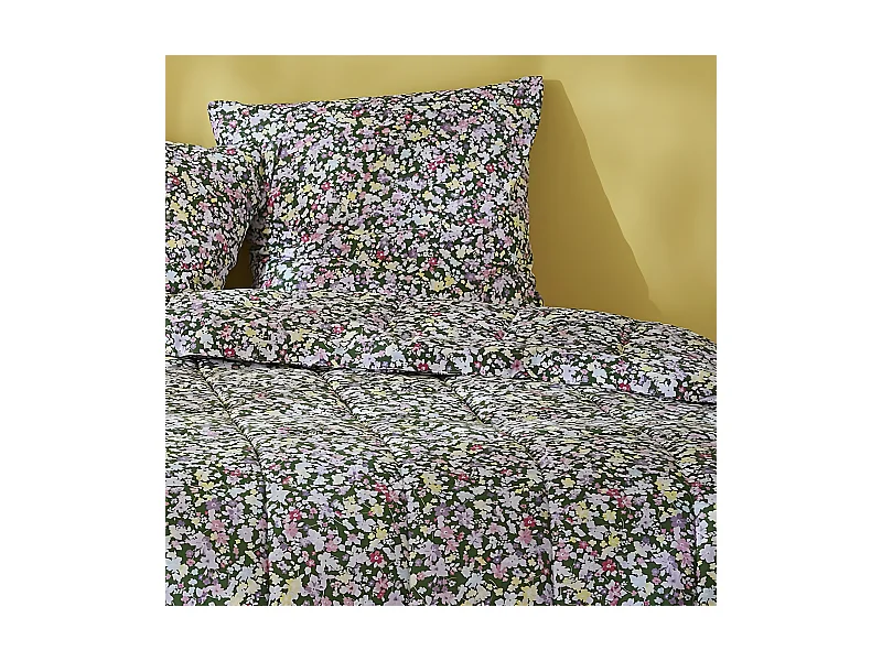 ISIA - Couette Imprimée Floral 140x200 cm + 1 Taie d'oreiller 60x60 cm
