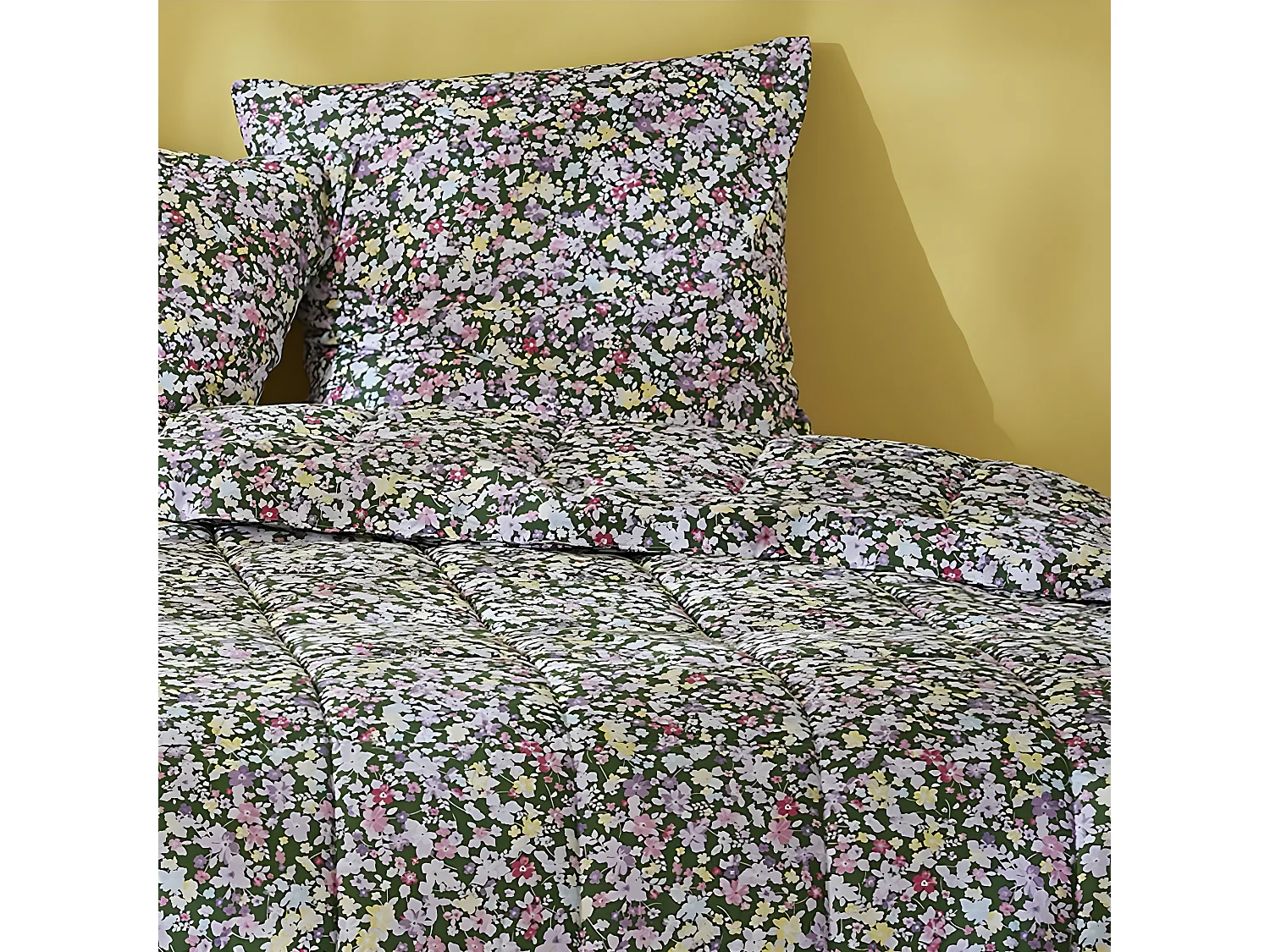 ISIA - Couette Imprimée Floral 140x200 cm + 1 Taie d'oreiller 60x60 cm