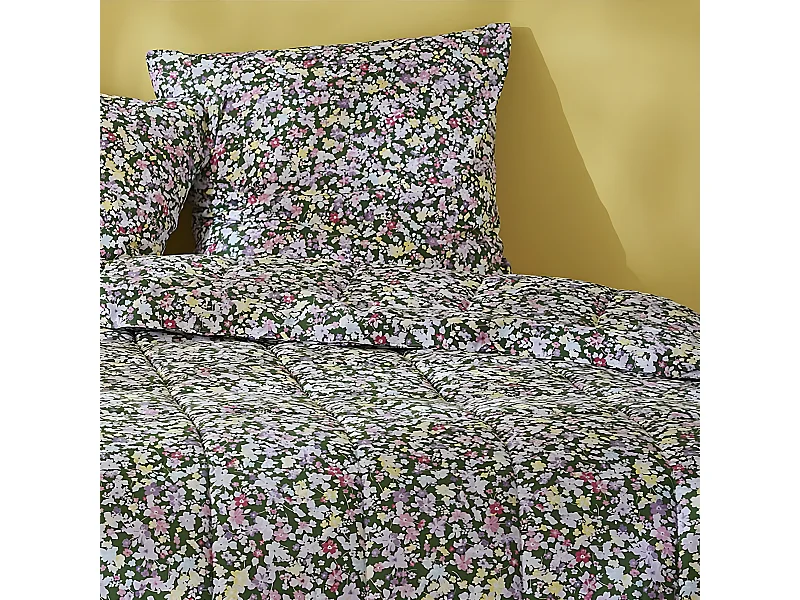 ISIA - Couette Imprimée Floral 140x200 cm + 1 Taie d'oreiller 60x60 cm