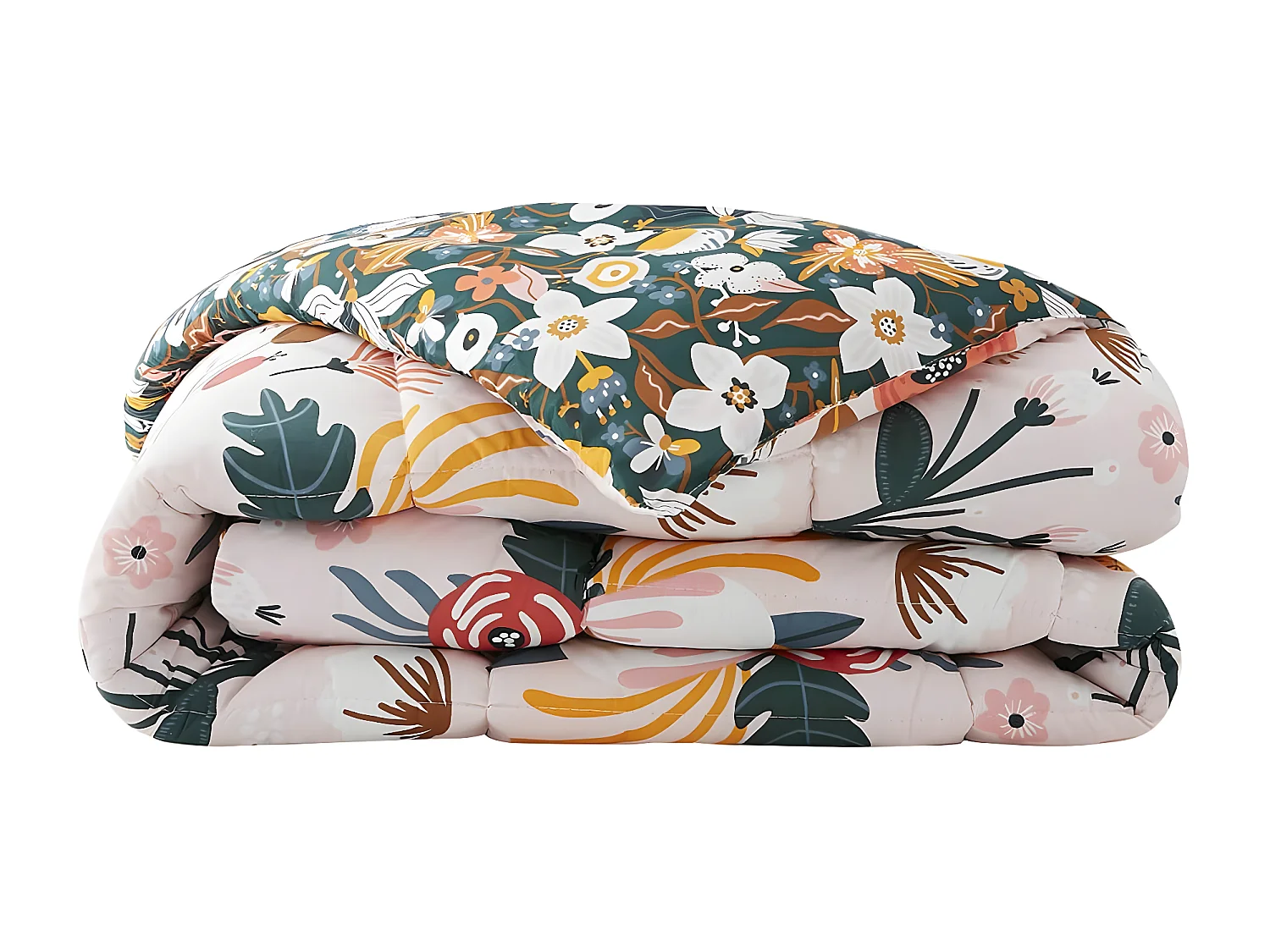 CAPUK - Couette Imprimée Motifs Rétro 240x220 cm + 2 Taies d'oreiller 60x60 cm