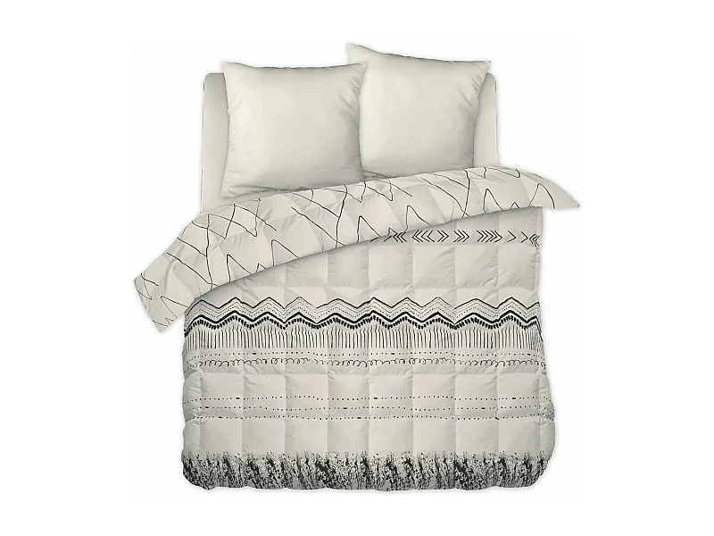 BELEM - Couette Imprimée Motifs Ethniques 260 x 240 cm + 2 Taies d'oreiller 60x60 cm