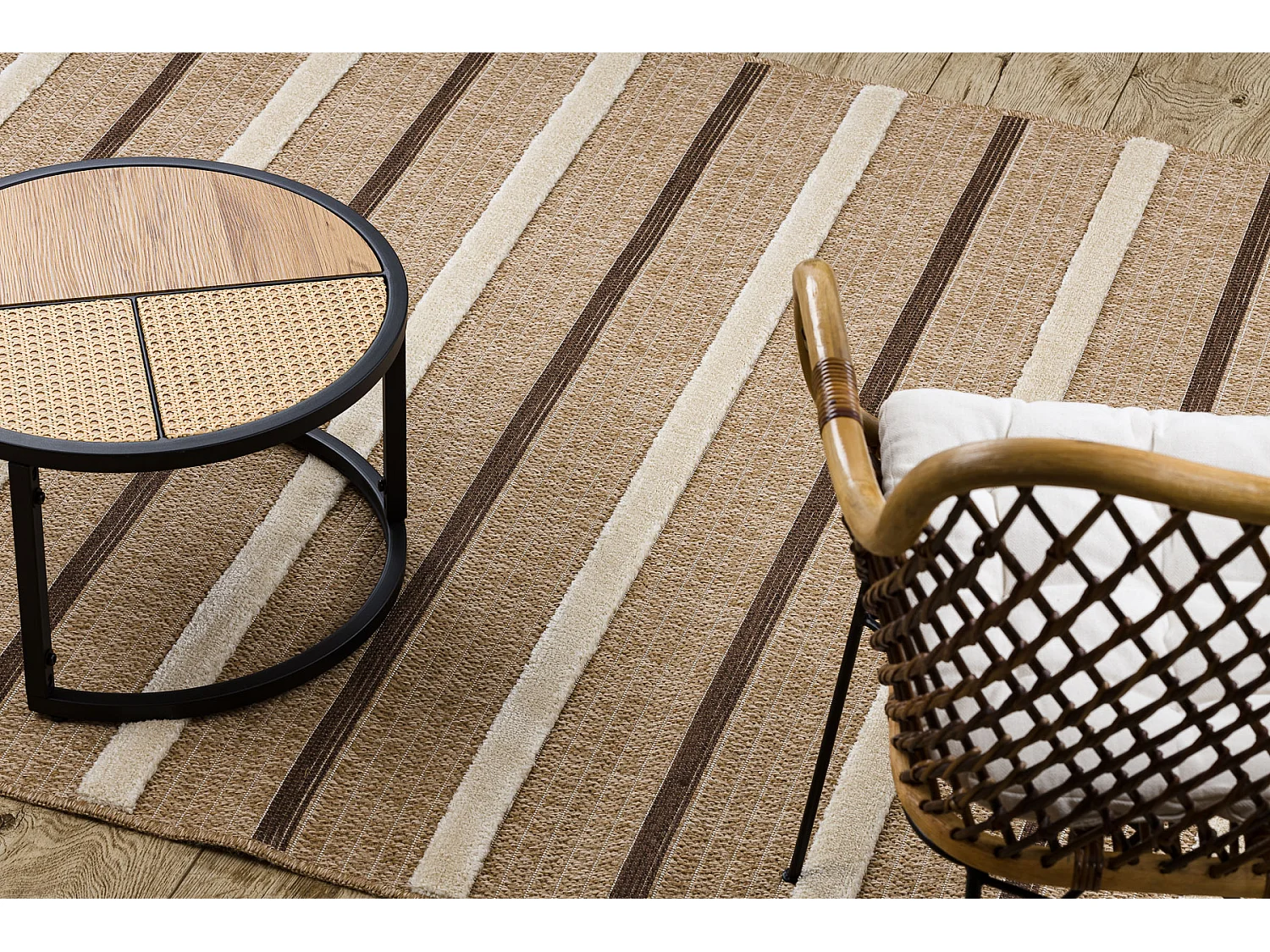 Dywan SPARK 0686A beż / krem - Linie, sizal, strukturalny  180x270 cm