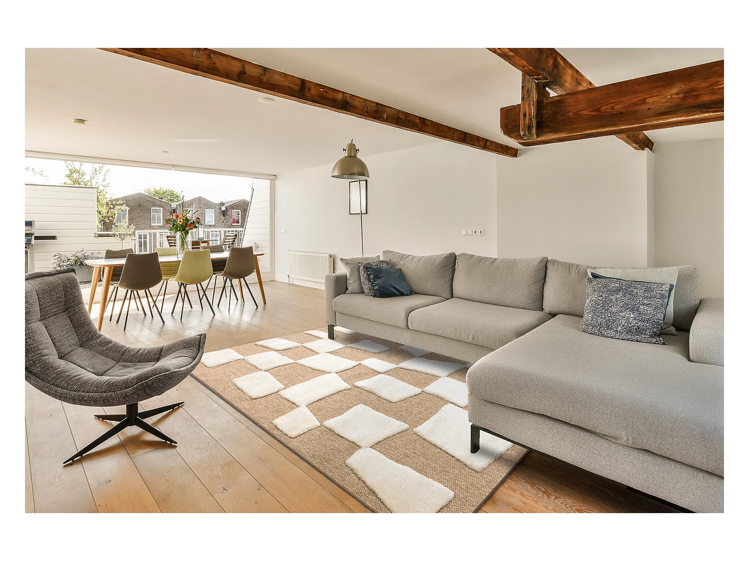 Tapis SPARK 0710A beige / crème - Géométrique, sisal, structurel 120x170 cm