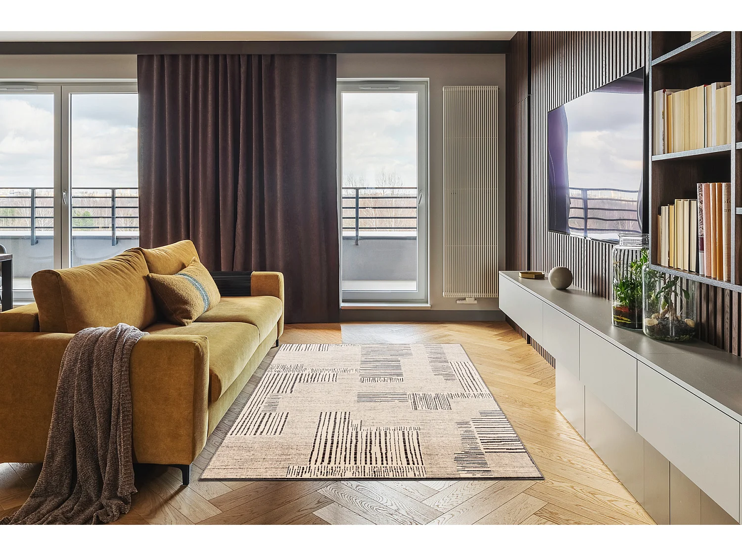 Teppichwolle ANGEL 1222 / 52023 Linien beige / grau 200x300 cm