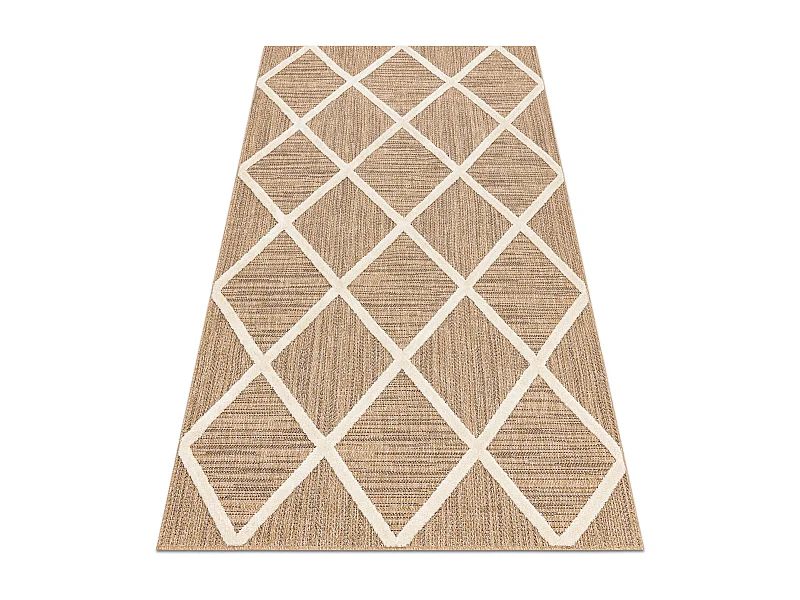 SPARK 0708A beige / creme Teppich - Gitter, Diamanten Sisal, Strukture 140x190 cm