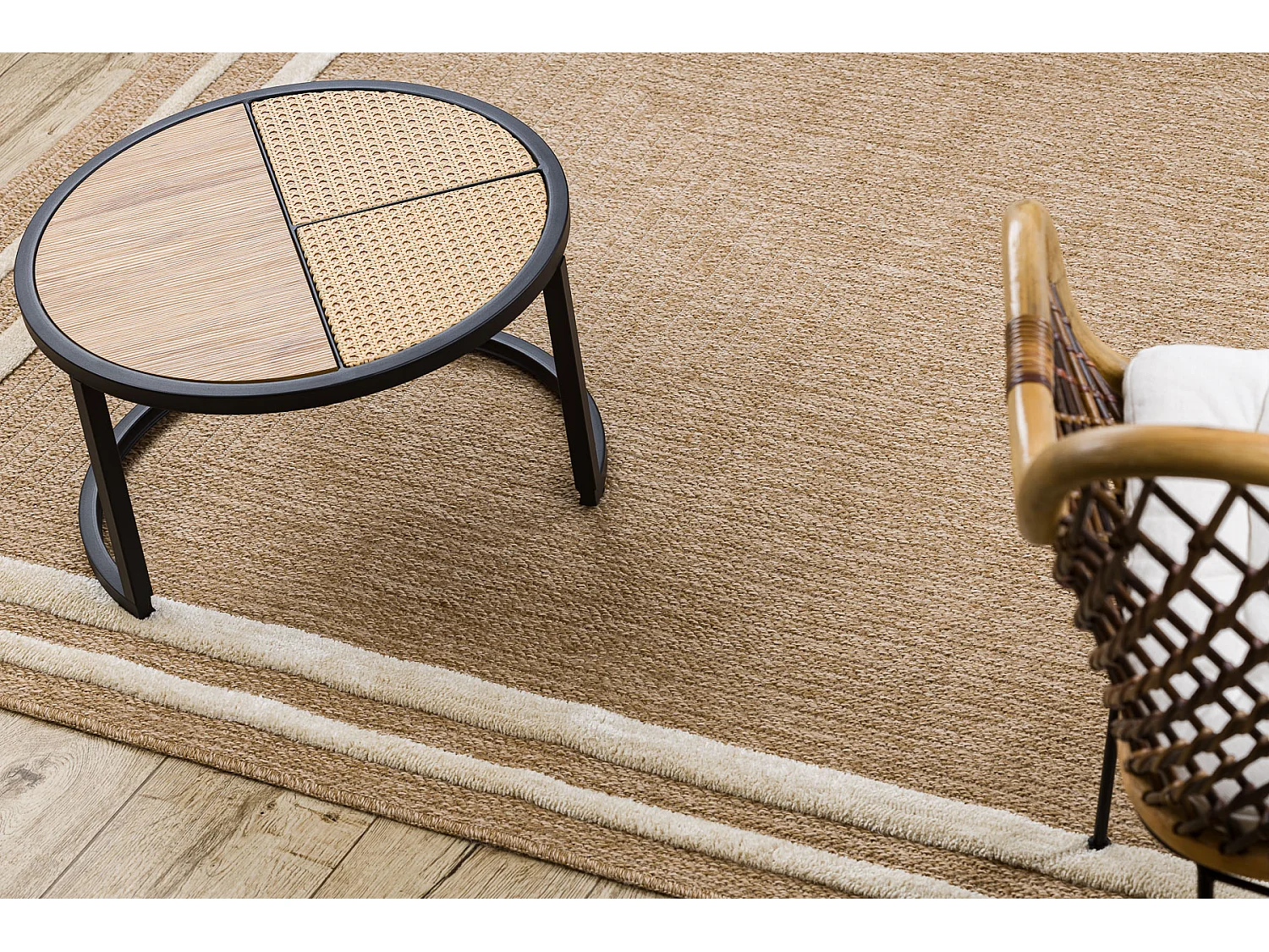 SPARK 0687A beige / creme Teppich - Rahmen, Sisal, Strukturell 160x220 cm