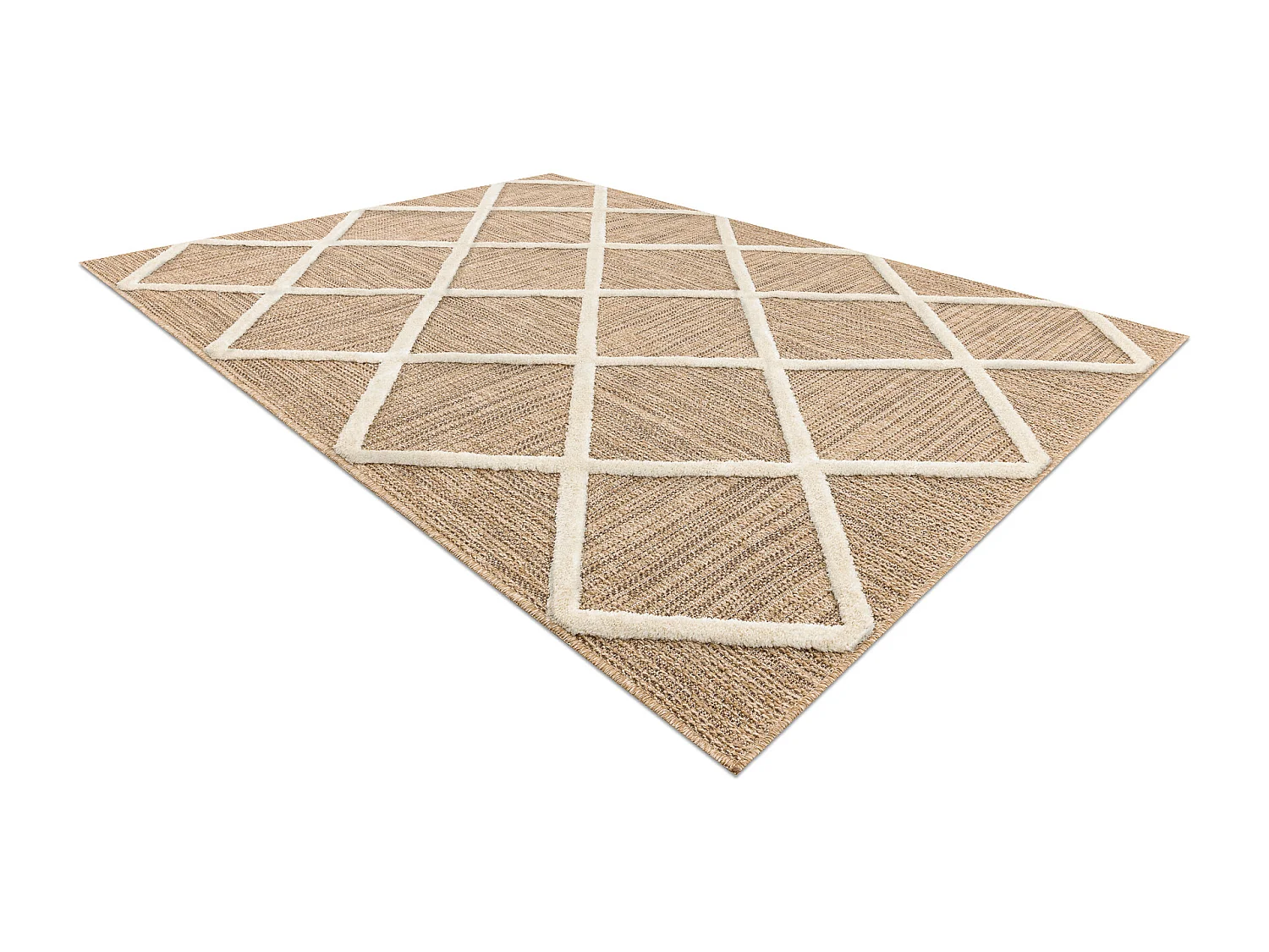 SPARK 0708A beige / room tapijt - raster, ruiten, sisal, structureel 180x270 cm
