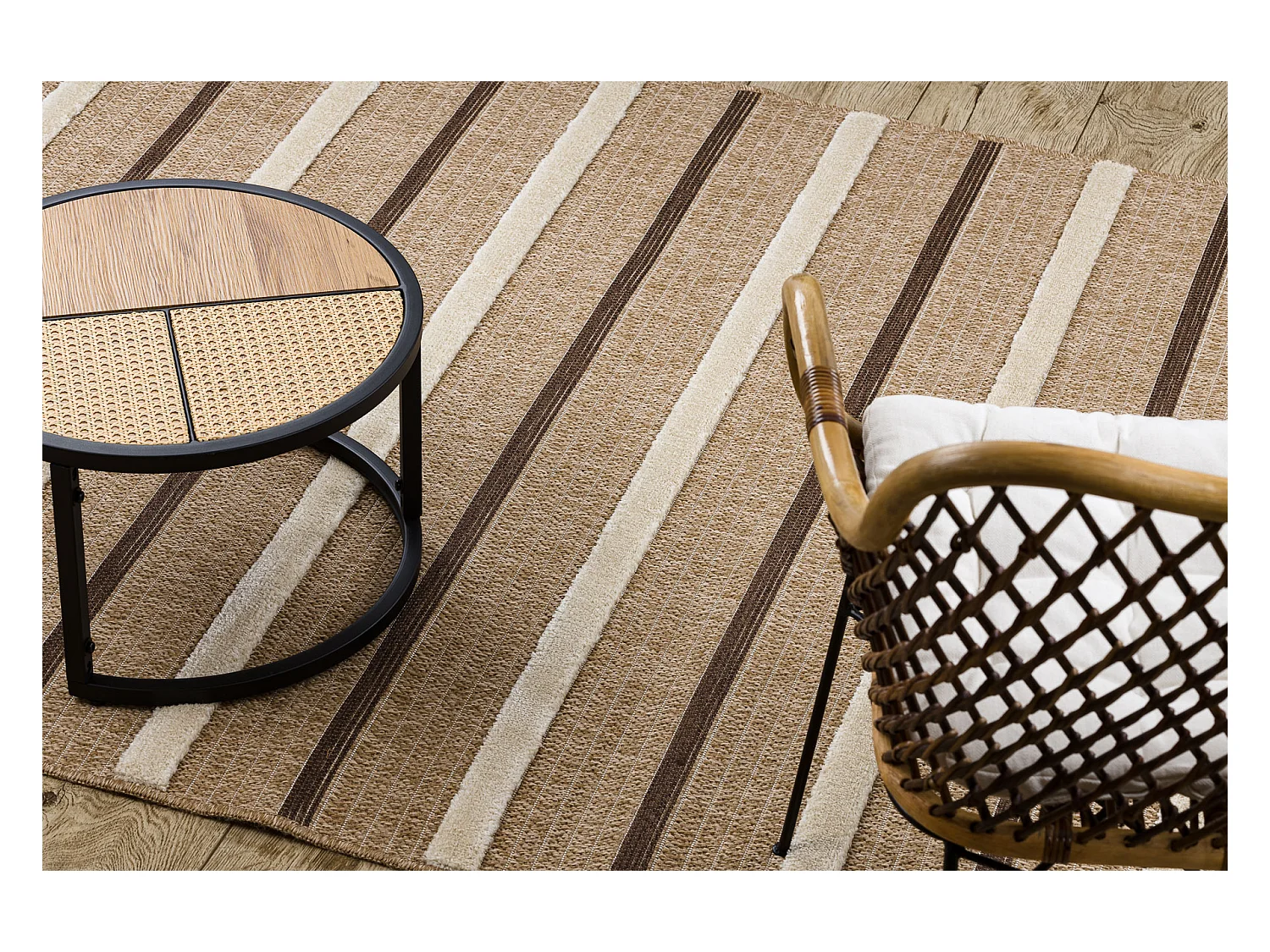 Tappeto SPARK 0686A beige / crema - Linee, sisal, strutturale 140x190 cm