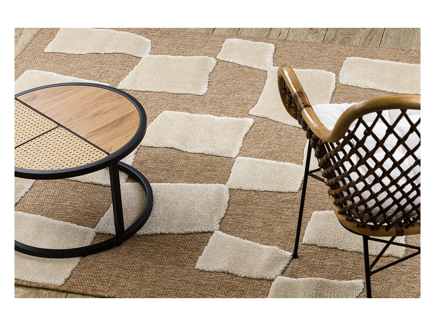 Tapis SPARK 0710A beige / crème - Géométrique, sisal, structurel 80x150 cm