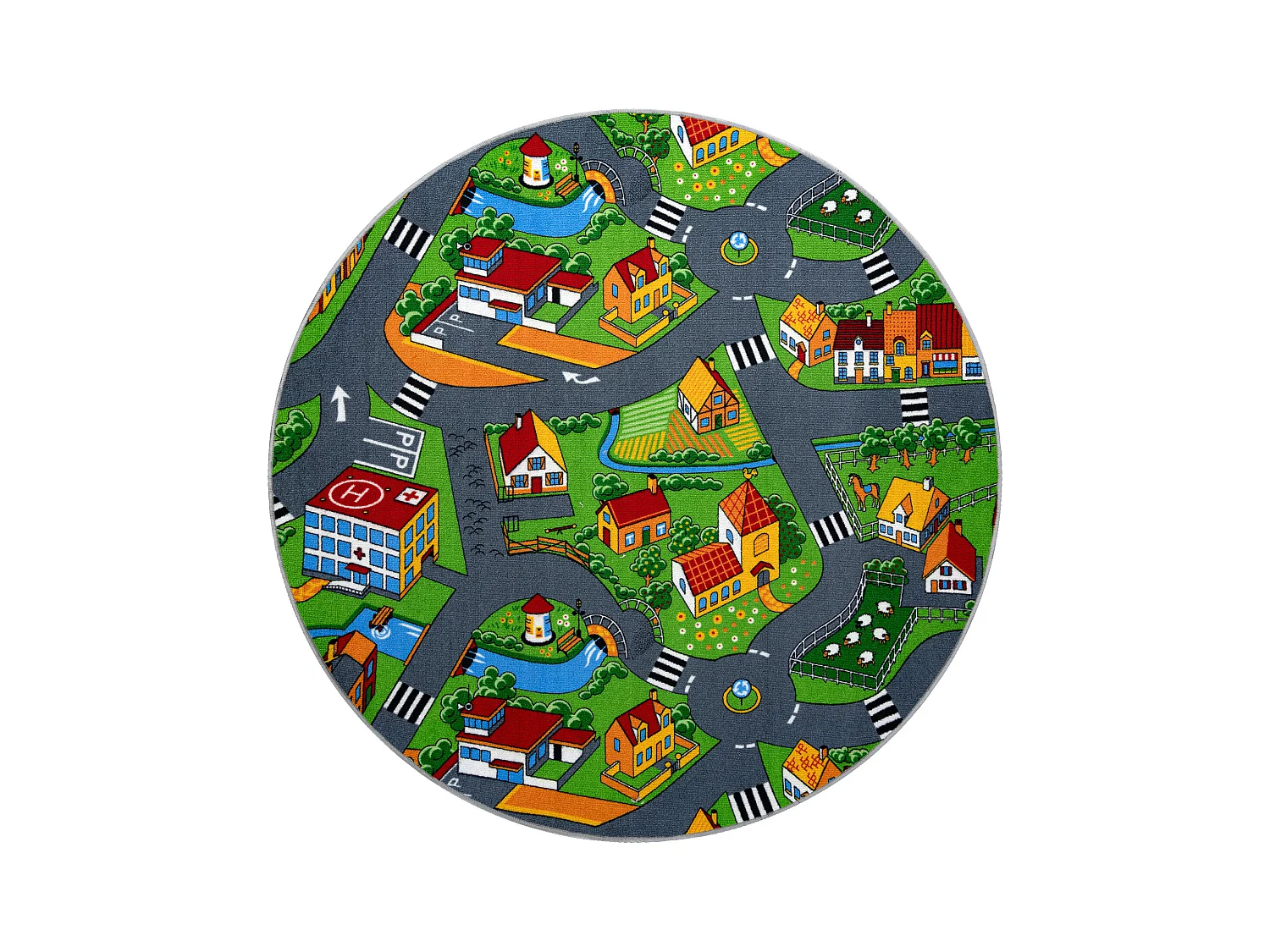 TAPIS cercle RUELLES, PETIT VILLAGE  cercle 170 cm