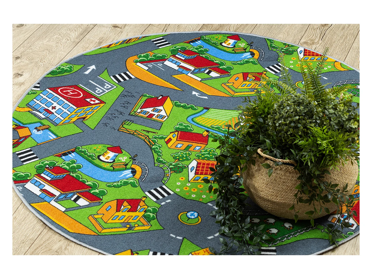 TAPIS cercle RUELLES, PETIT VILLAGE  cercle 170 cm