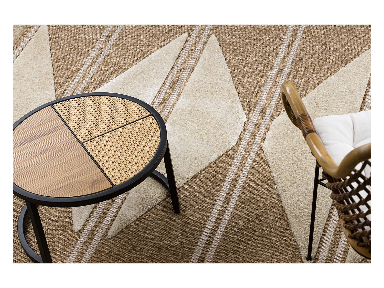 Tapis SPARK 0698A beige / crème - Géométrique, Triangles, sisal, st 180x270 cm