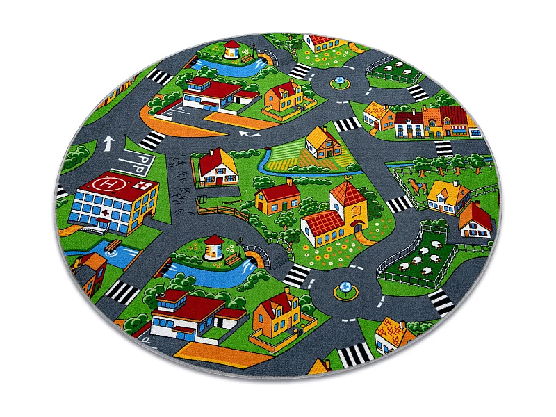 TAPIJT ROND , LITTLE VILLAGE  cercle 133 cm