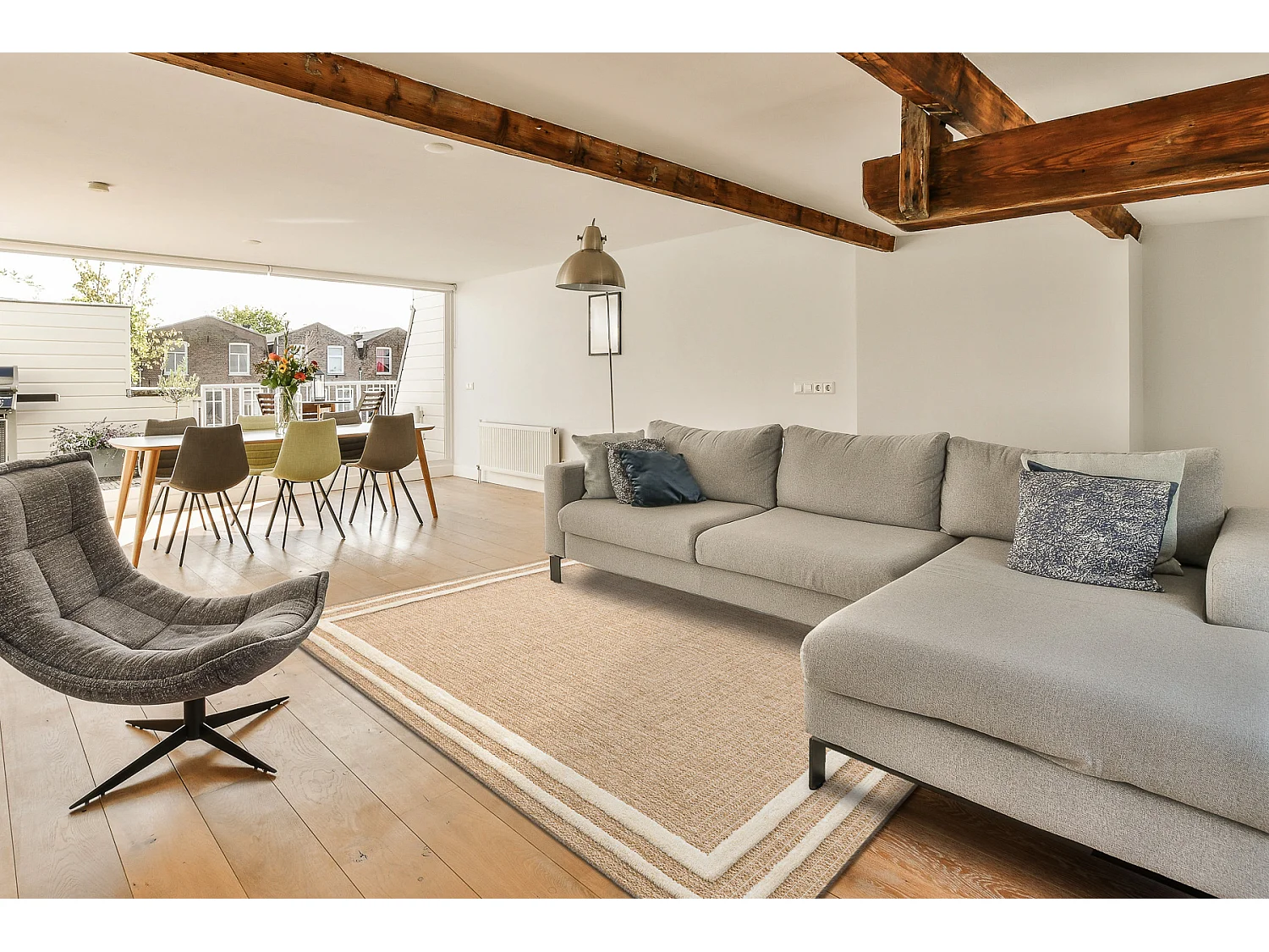 SPARK 0687A beige / room tapijt - Frame, sisal, structureel 200x290 cm