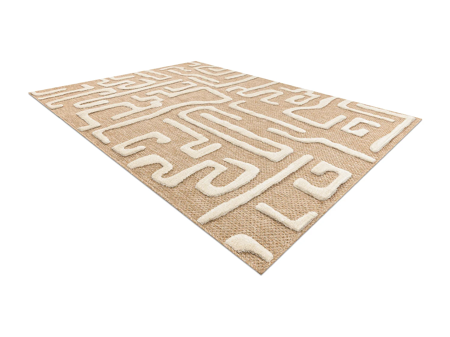 Tapis SPARK 0711A beige / crème - Labyrinthe, sisal, structurel 160x220 cm
